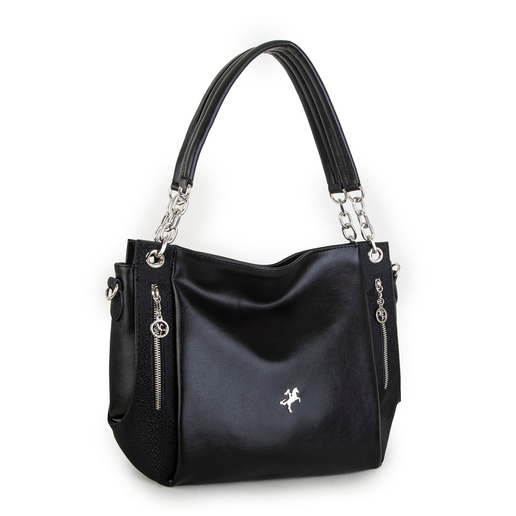 Nas Bag Kadın Büyük Boy Omuz Çantası Siyah Gri Nero ( 45x34x21 cm)