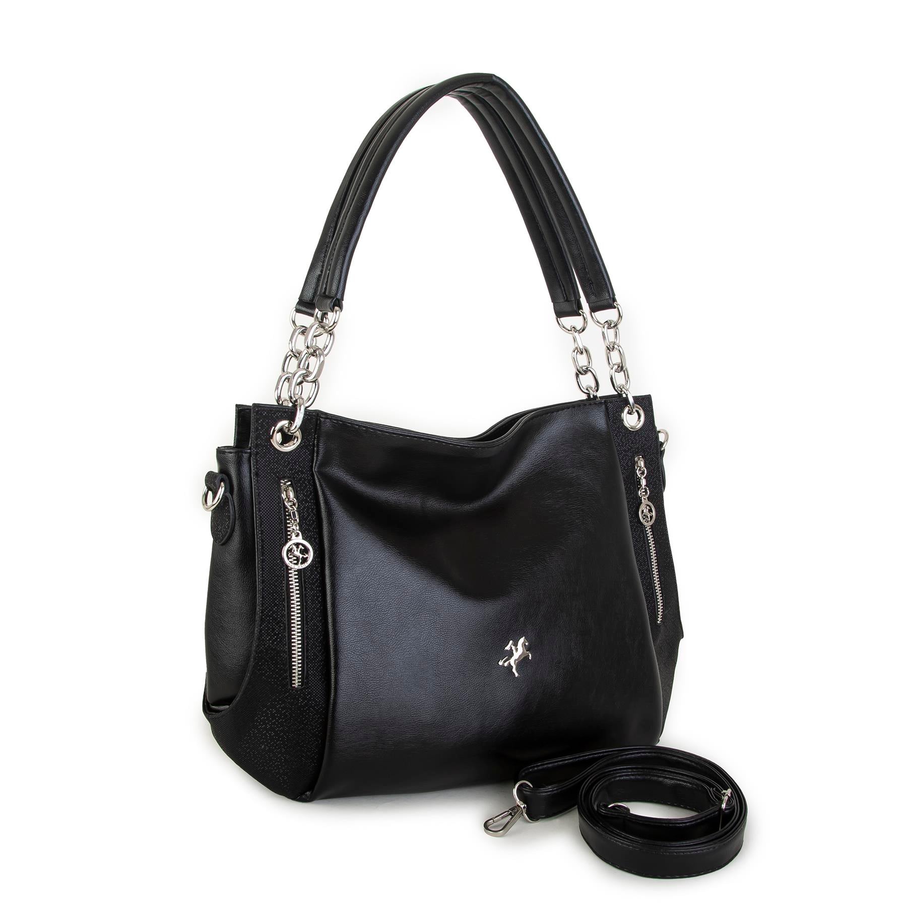 Nas Bag Kadın Büyük Boy Omuz Çantası Siyah Gri Nero ( 45x34x21 cm)