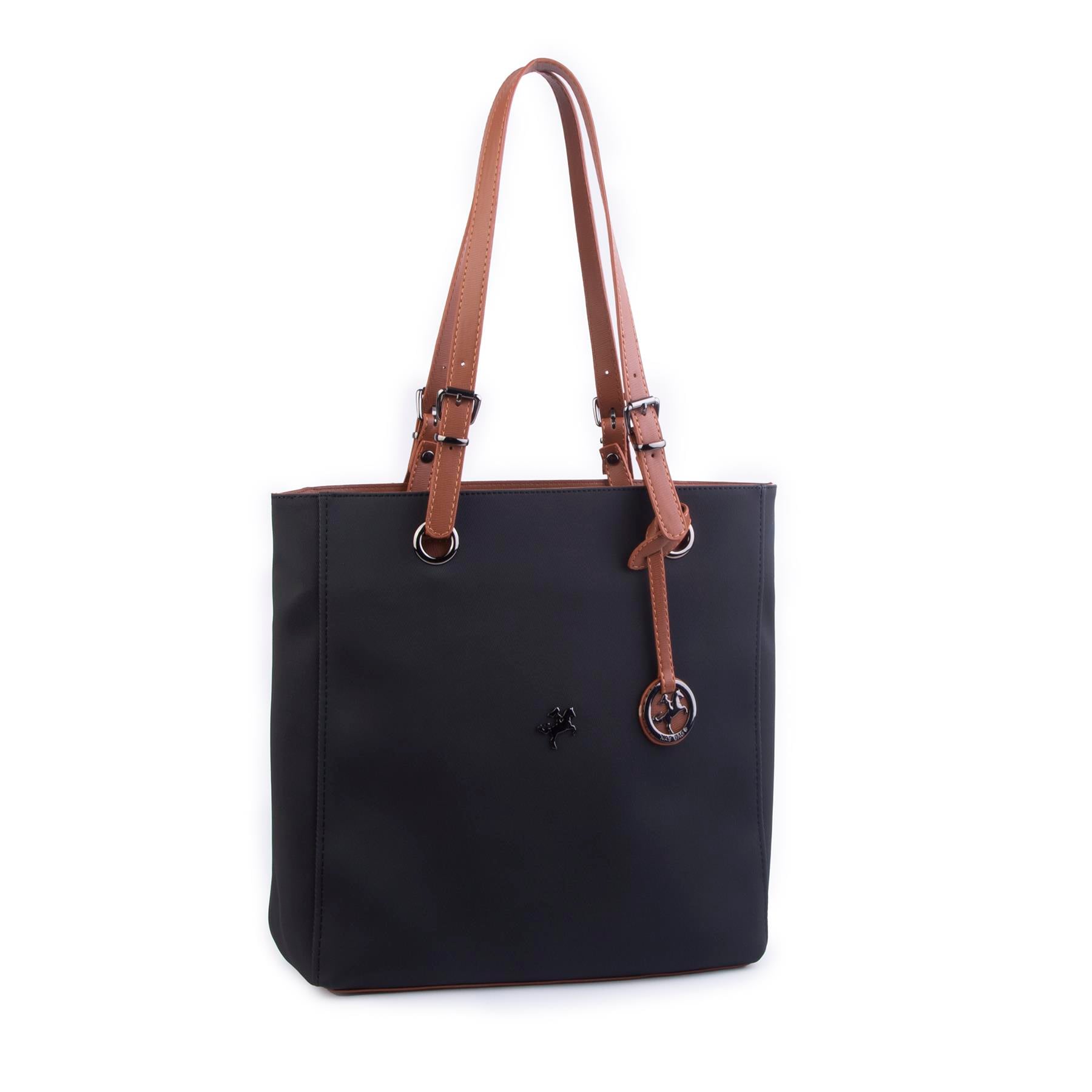 Nas Bag Kadın Büyük Boy Omuz Çantası Siyah Taba  Karaca ( 35x35x12 cm) 