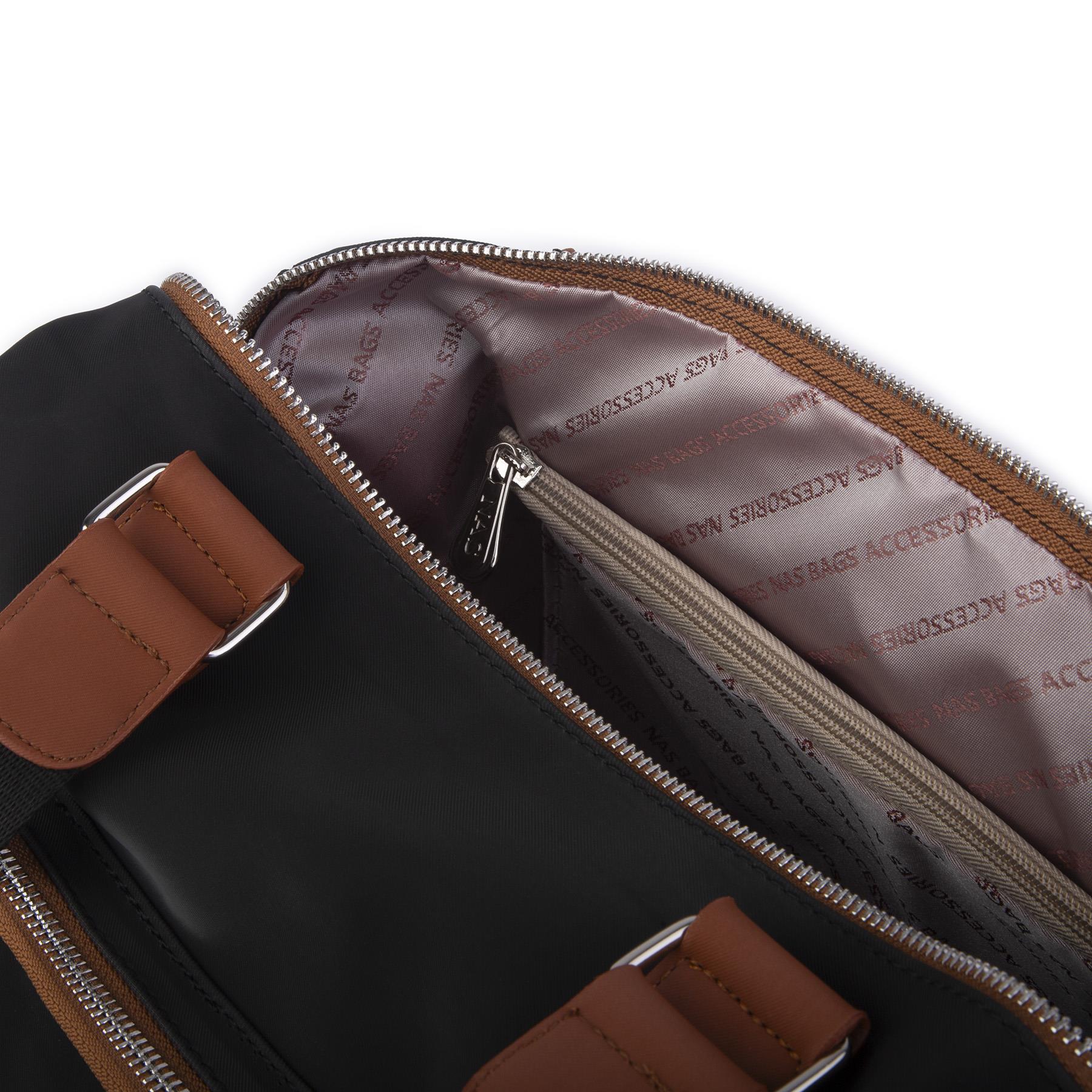 Nas Bag Kadın Büyük Boy Omuz Çantası Siyah Taba Buzzy (en :37 ,boy :30 cm)