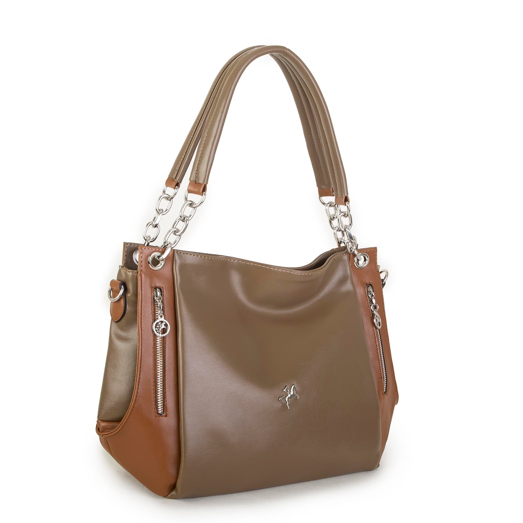 Nas Bag Kadın Büyük Boy Omuz Çantası Vizon Taba Nero ( 45x34x21 cm)