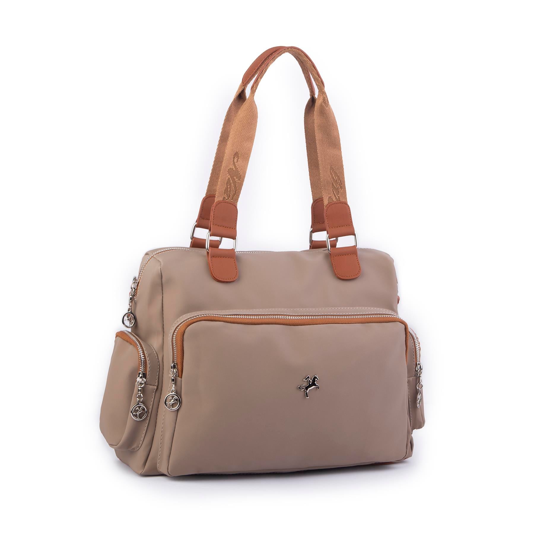 Nas Bag Kadın Büyük Boy Omuz Çantası Vizon  Taba  Buzzy (en :37 ,boy :30 cm)