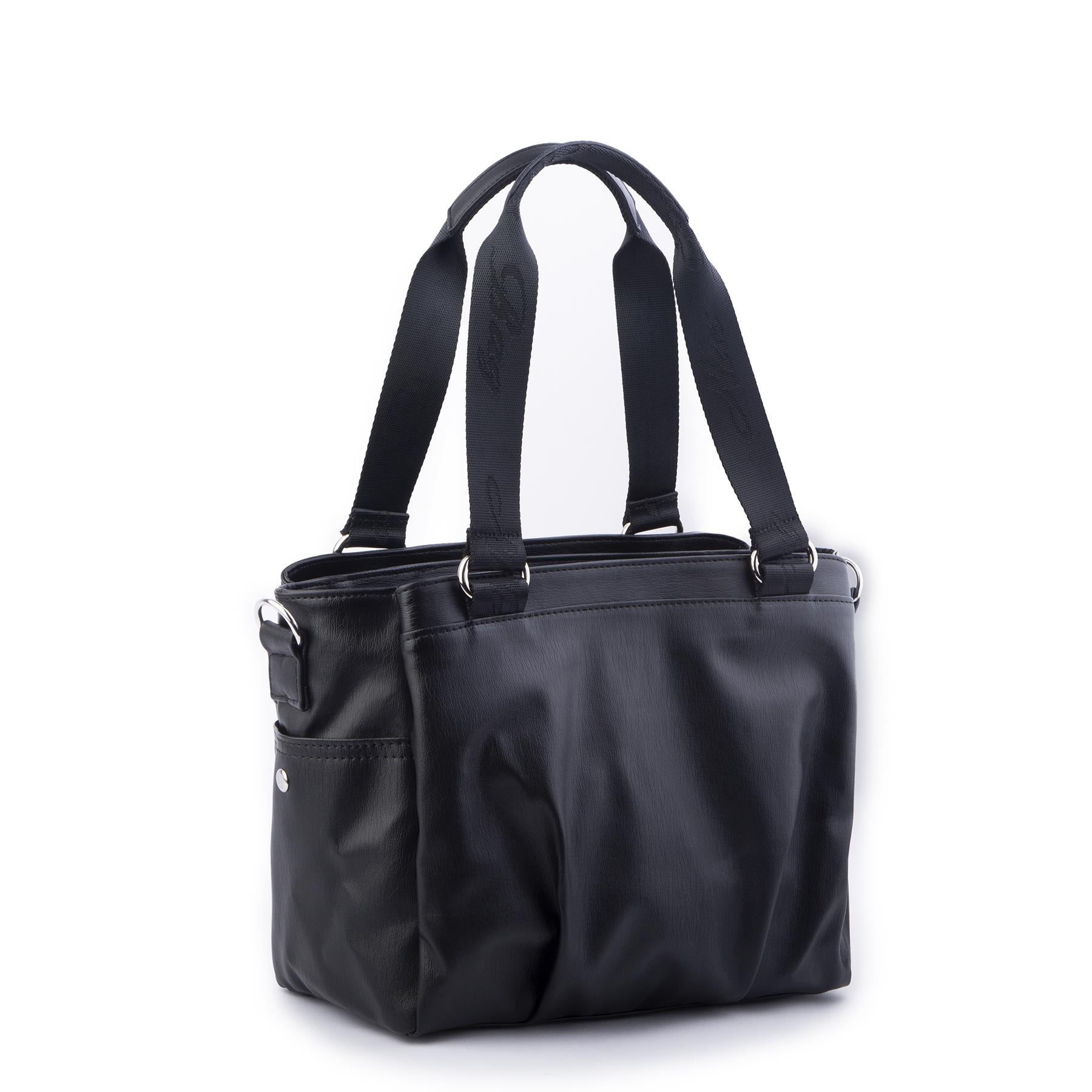 Nas Bag Kadın Çanta Omuz El ve Çapraz Çanta Çok Gözlü Siyah Yıkamalı   (en:37 cm ; boy:24 cm )