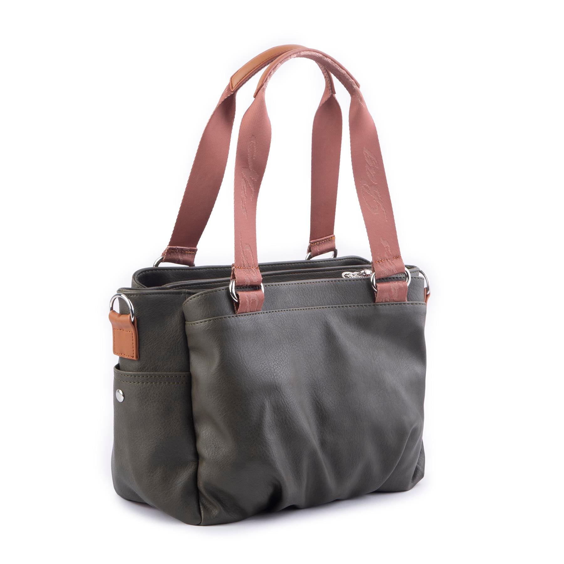 Nas Bag Kadın Çanta Omuz El ve Çapraz Çanta Çok Gözlü Yeşil Taba King  (en:37 cm ; boy:24 cm )