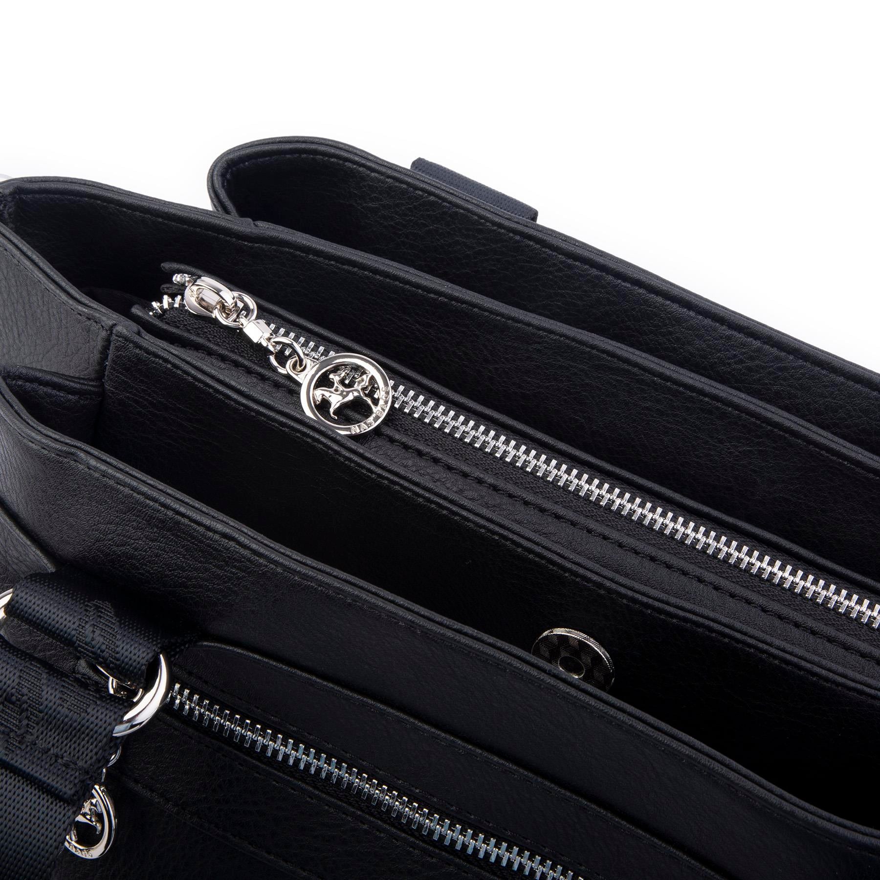 Nas Bag Kadın Çanta Omuz El ve Çapraz Çanta Çok Gözlü Siyah King  (en:37 cm ; boy:24 cm )