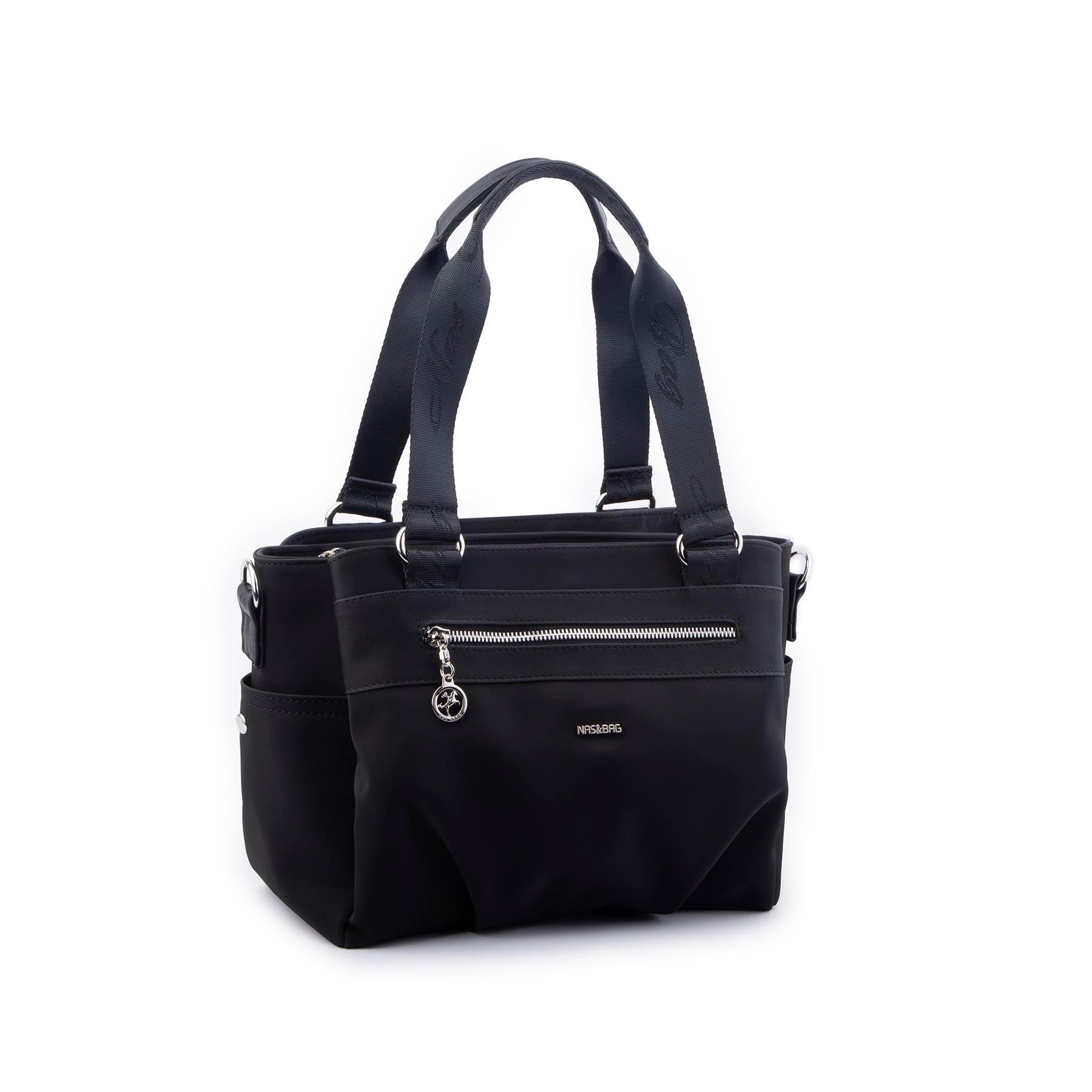 Nas Bag Kadın Çanta Omuz El ve Çapraz Çanta Çok Gözlü Siyah King  (en:37 cm ; boy:24 cm )