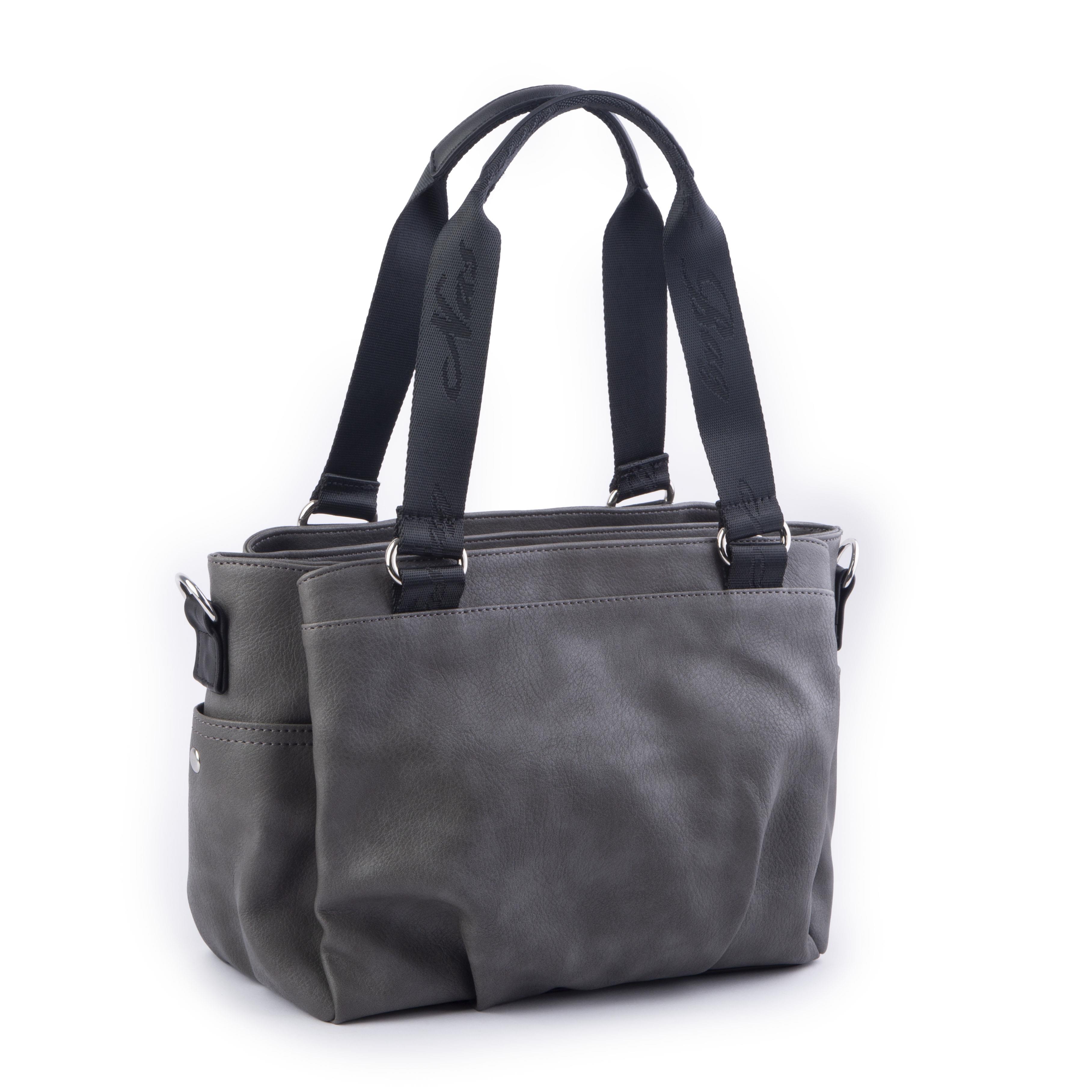 Nas Bag Kadın Çanta Omuz El ve Çapraz Çanta Çok Gözlü Gri Siyah King (en:37 cm ; boy:24 cm )