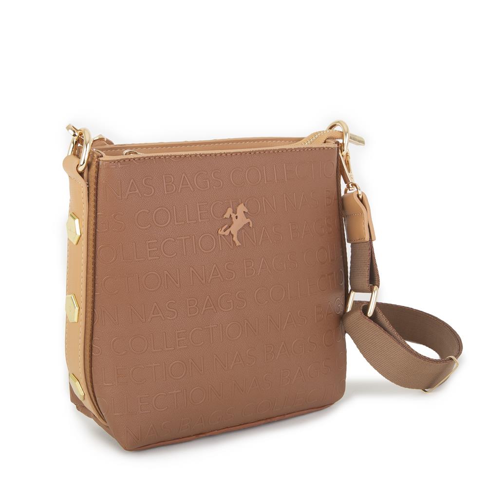 Nas Bag Kadın Çapraz Çanta Ayarlanabilir Askılı Taba Camel   Gofraj