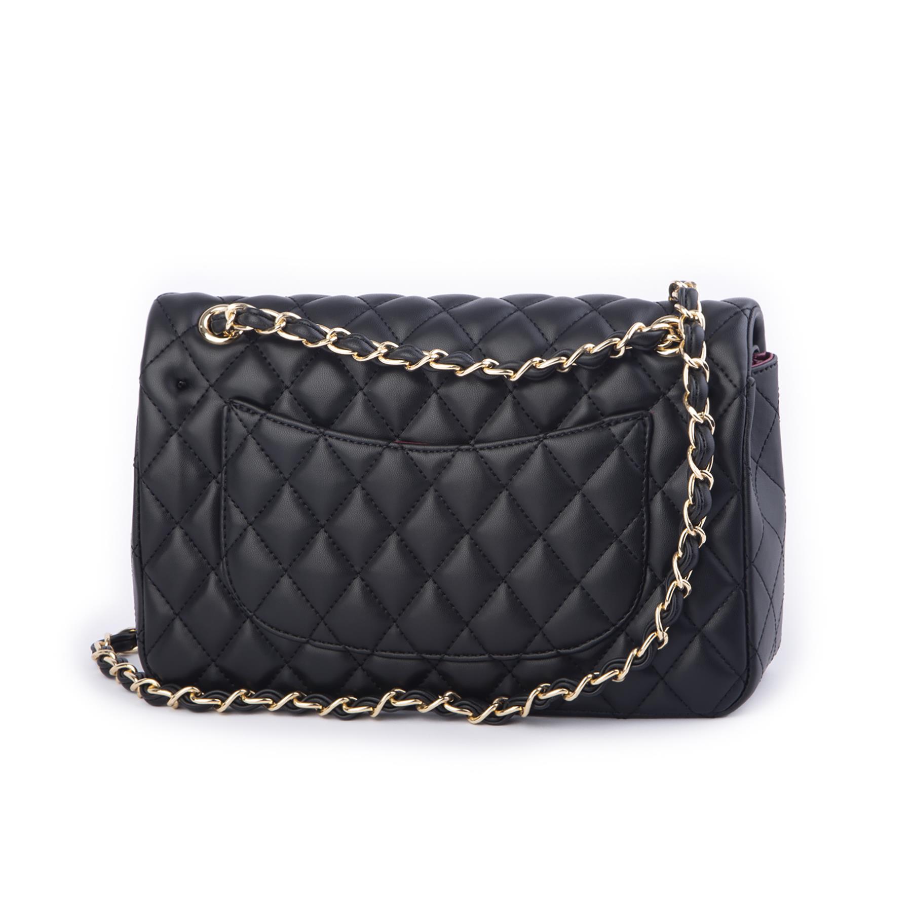 Nas Bag Kadın Çapraz Çanta Büyük Boy Zincirli Kapitone Siyah  Nova (en:26 ; boy:16 cm ) 