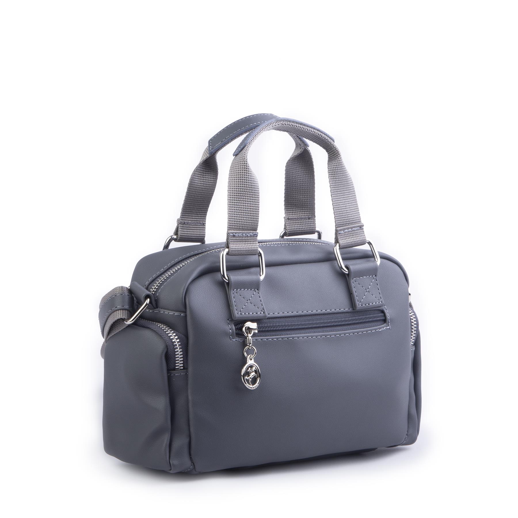 Nas Bag Kadın Çapraz Çanta Çok Gözlü  Gri Dona  ( 26x17 cm)