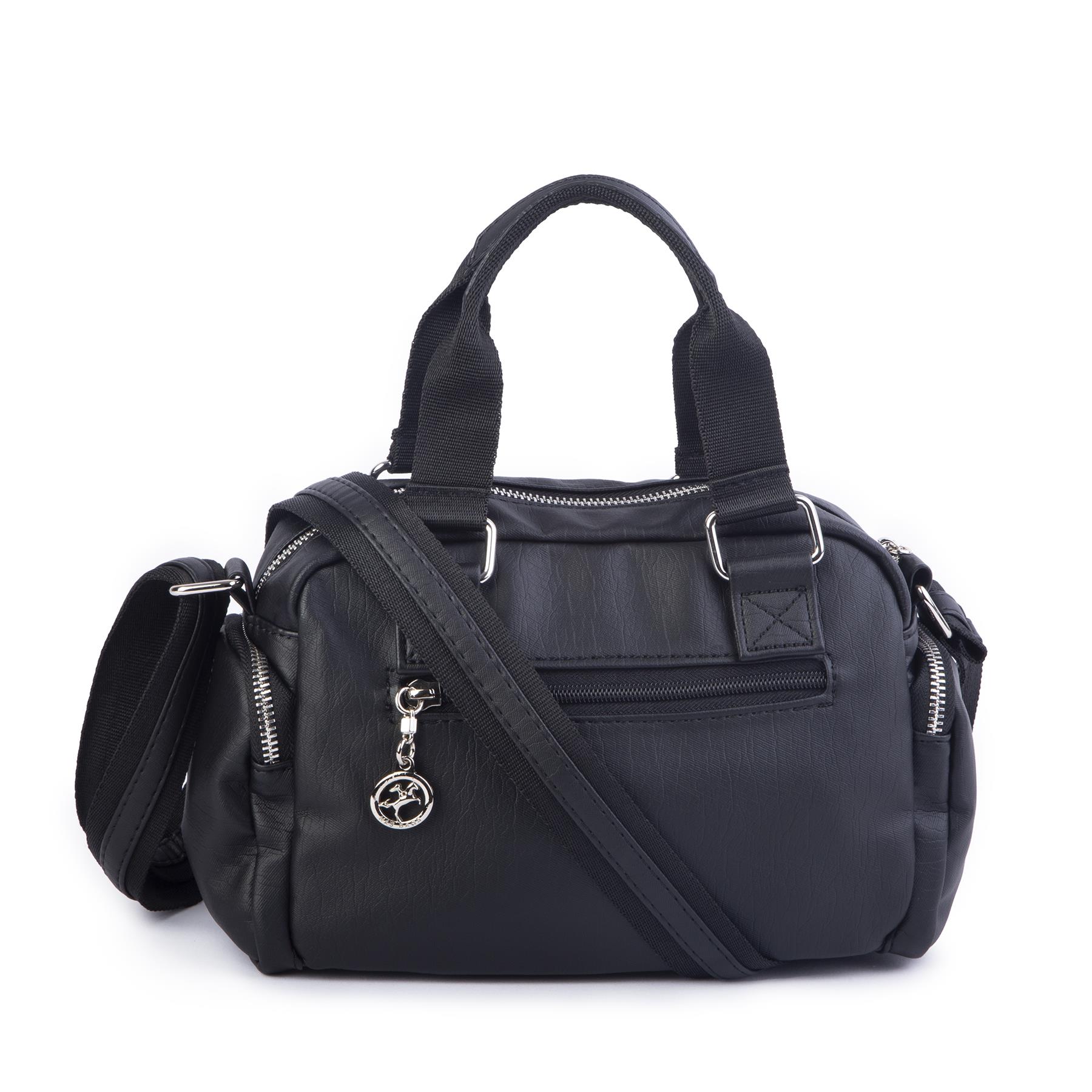 Nas Bag Kadın Çapraz Çanta Çok Gözlü Siyah Yıkamalı ( 26x17 cm)