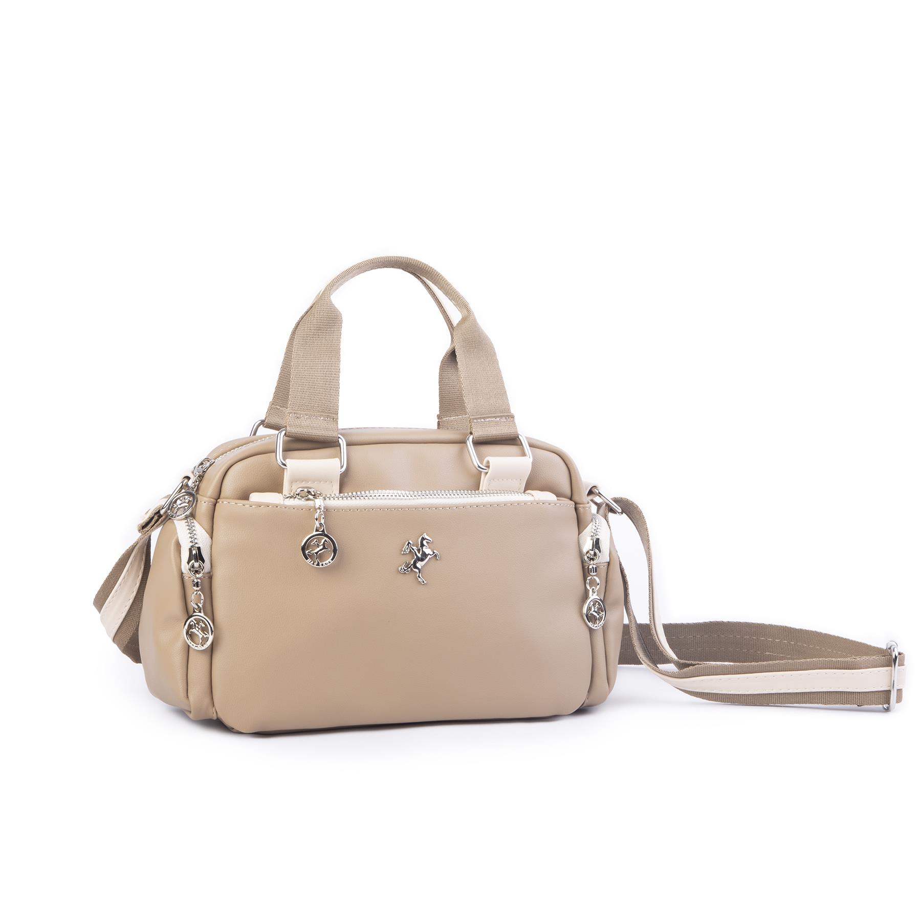 Nas Bag Kadın Çapraz Çanta Çok Gözlü Vizon Kum Dona ( 26x17 cm)