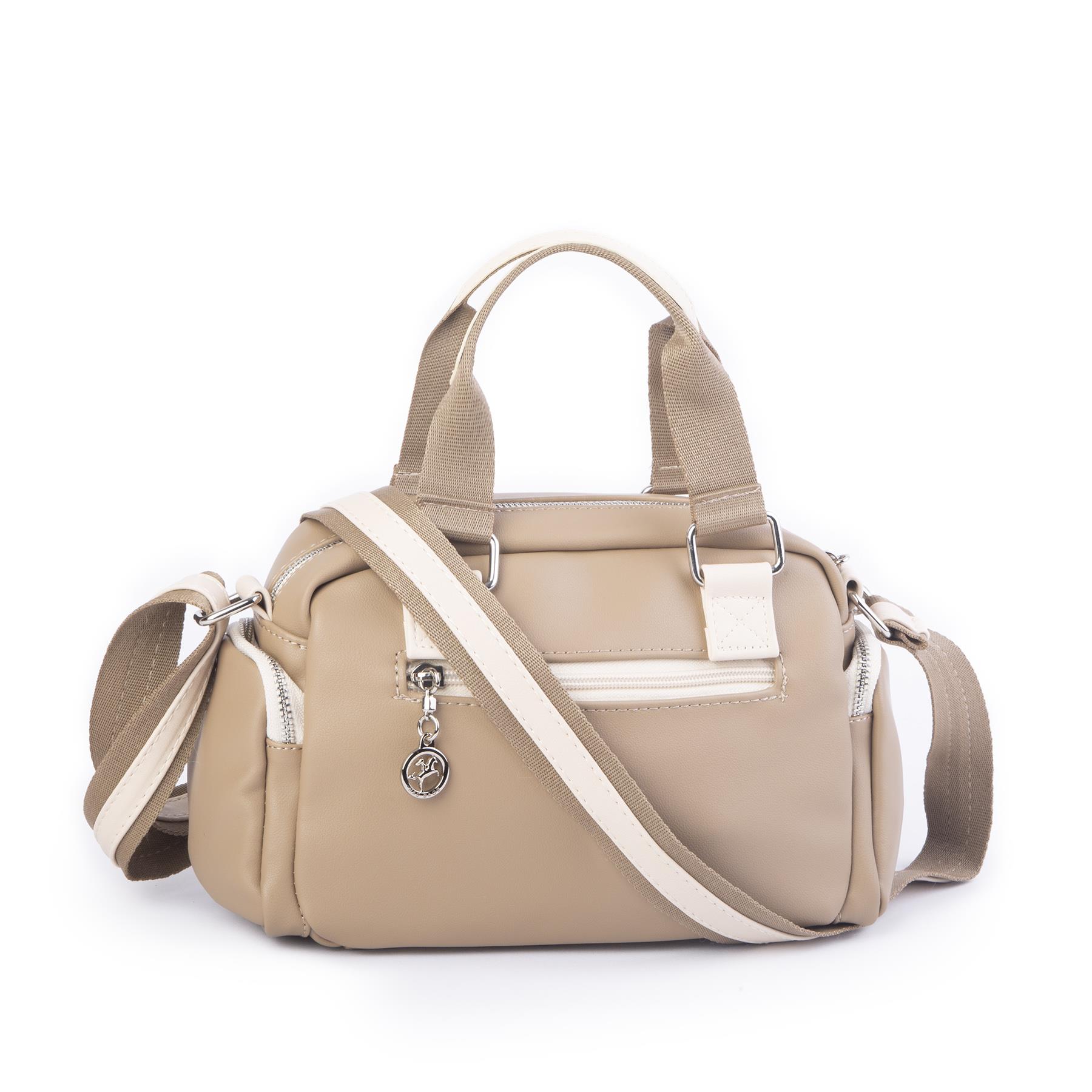 Nas Bag Kadın Çapraz Çanta Çok Gözlü Vizon Kum Dona ( 26x17 cm)