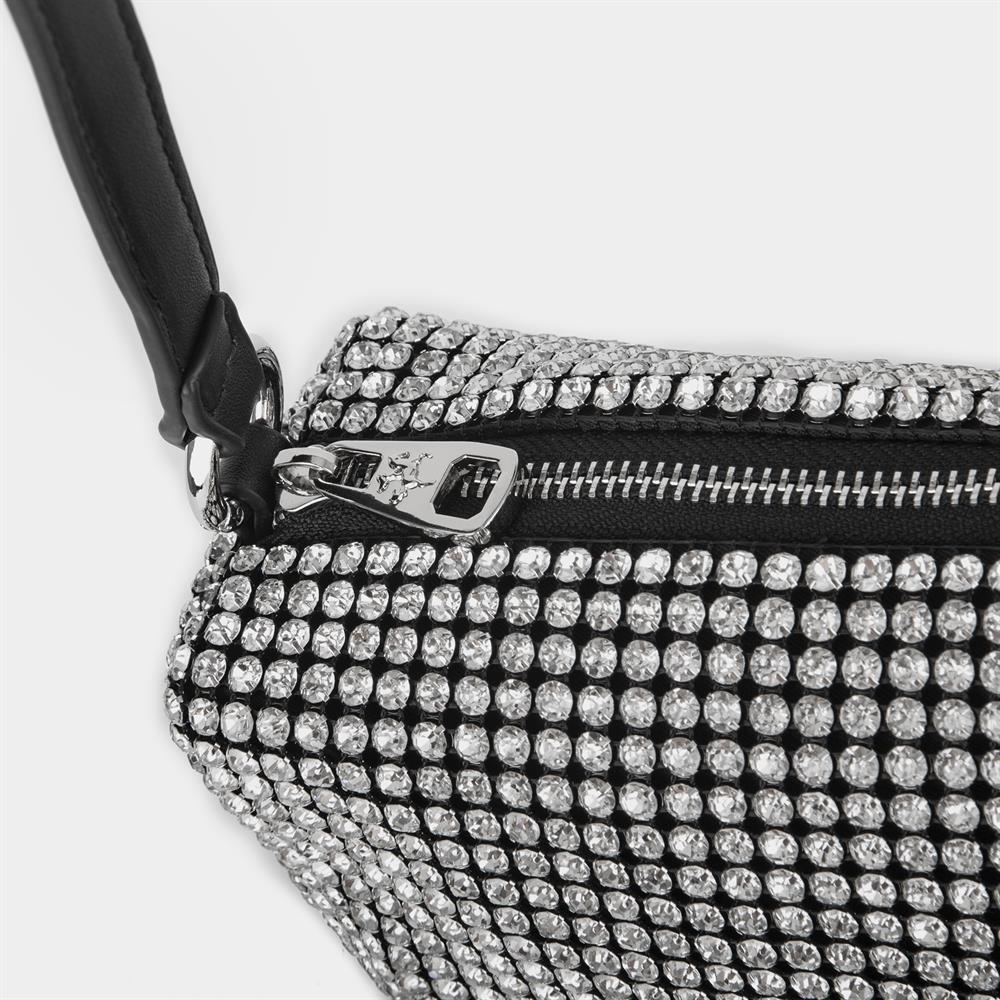 Nas Bag Kadın Çapraz Çanta Diamond Serisi Gümüş Zincir Detaylı Şık Çanta Gümüş 