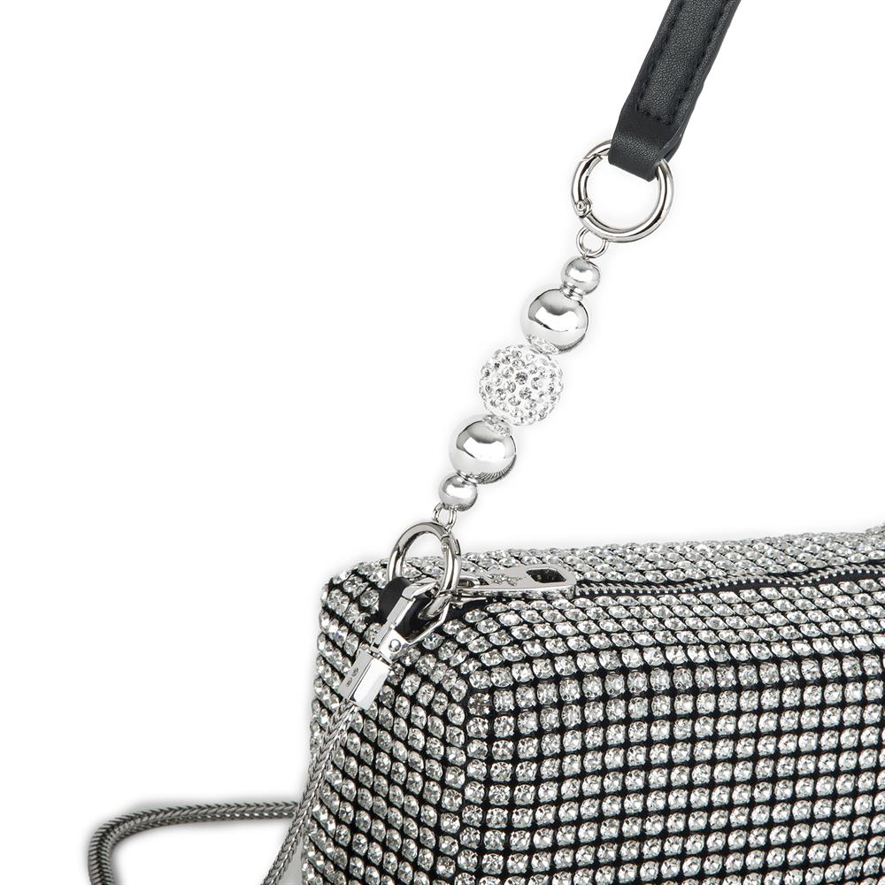 Nas Bag Kadın Çapraz Çanta Diamond Serisi Gümüş Zincir Detaylı Şık Çanta Gümüş 