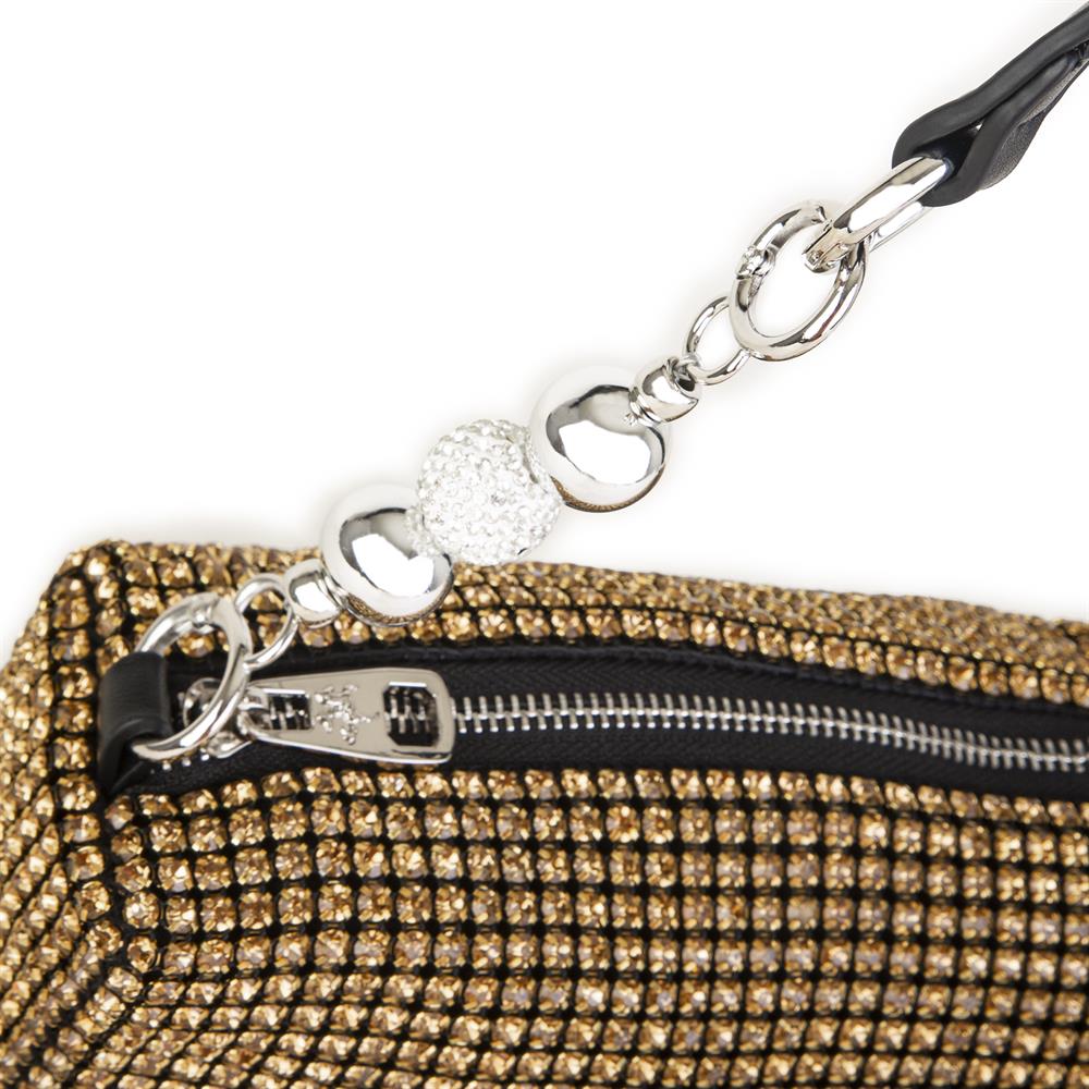 Nas Bag Kadın Çapraz Çanta Diamond Serisi Gümüş Zincir Detaylı Şık Çanta  Altın
