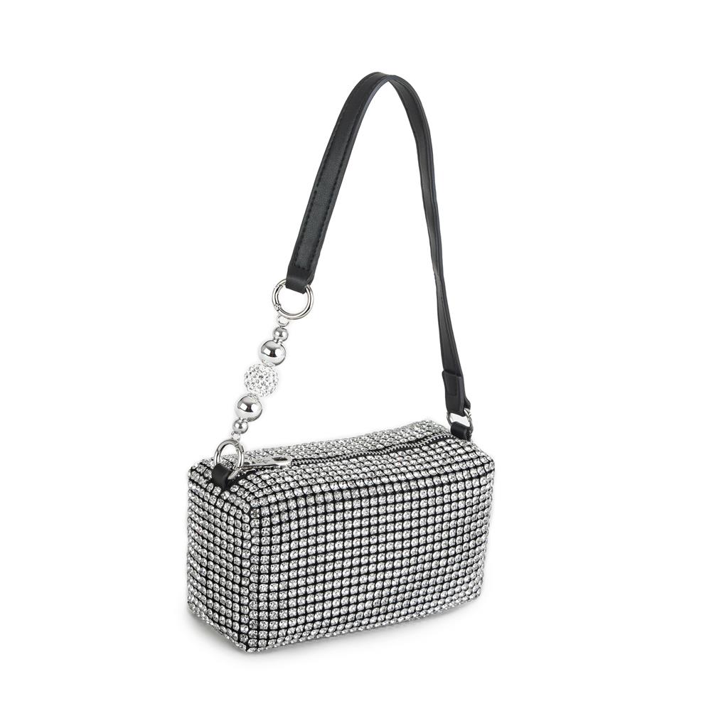 Nas Bag Kadın Çapraz Çanta Diamond Serisi Gümüş Zincir Detaylı Şık Çanta Gümüş 
