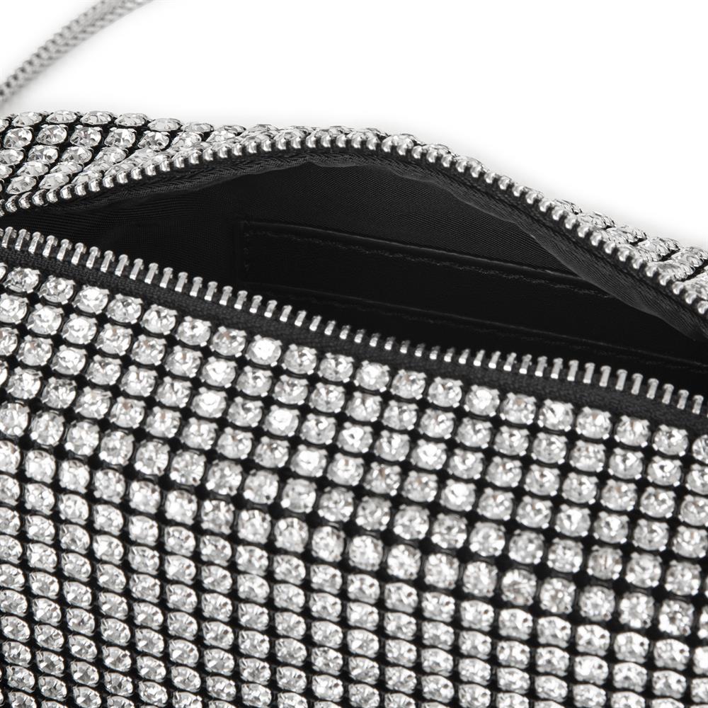 Nas Bag Kadın Çapraz Çanta Diamond Serisi Gümüş Zincir Detaylı Şık Çanta Gümüş 