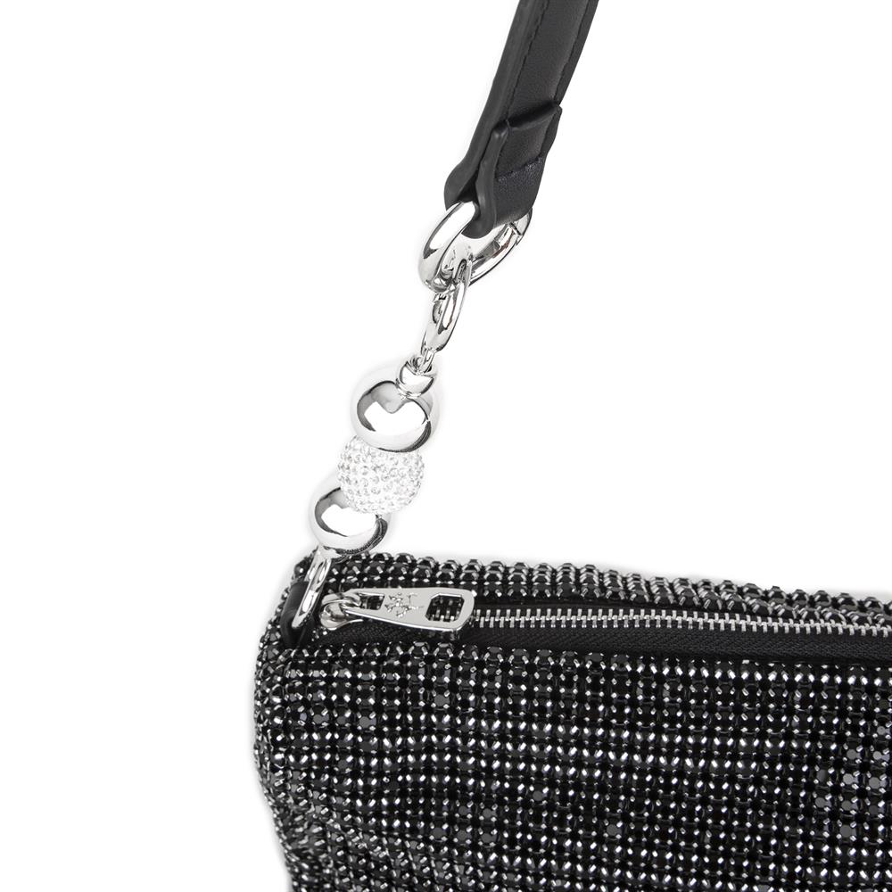 Nas Bag Kadın Çapraz Çanta Diamond Serisi Gümüş Zincir Detaylı Şık Çanta  Siyah 