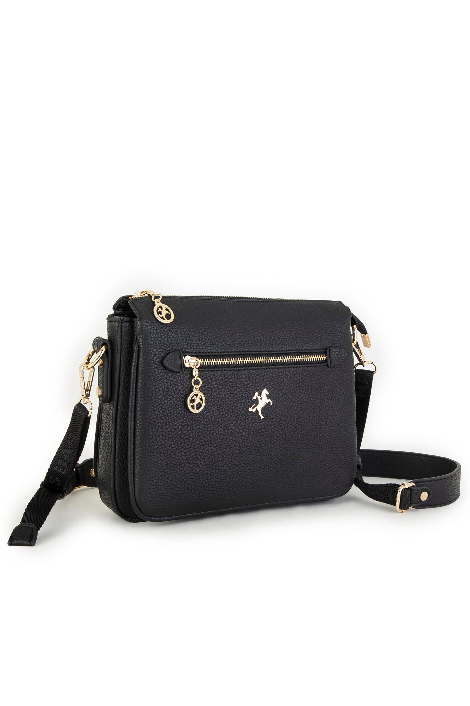 Nas Bag Kadın Çapraz Çanta Kalın Ayarlanabilir Askılı Çanta Siyah Silan (En: 26 cm,  Boy: 22 cm )