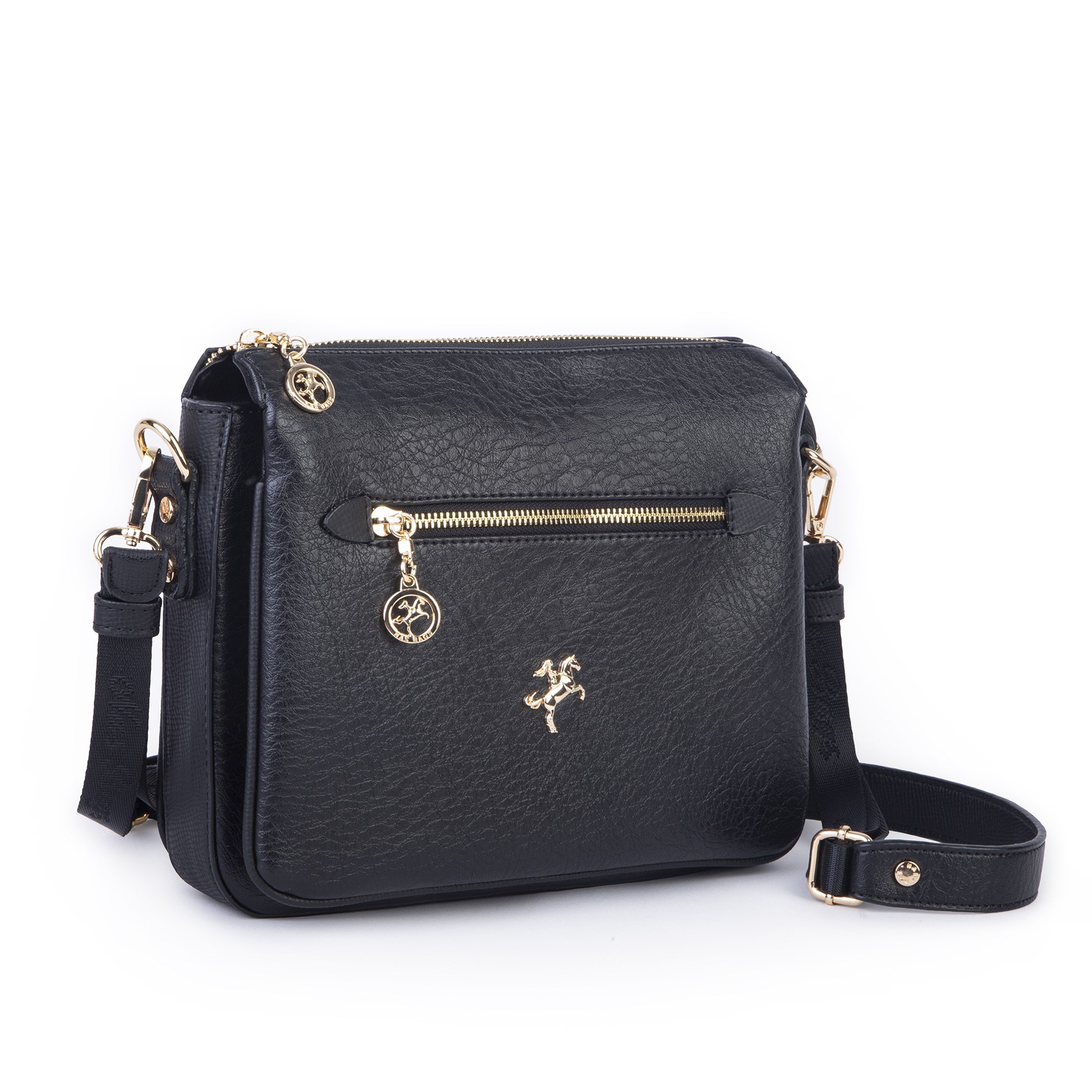 Nas Bag Kadın Çapraz Çanta Kalın Ayarlanabilir Askılı Çanta  (En: 26 cm,  Boy: 22 cm ) Siyah Victoria