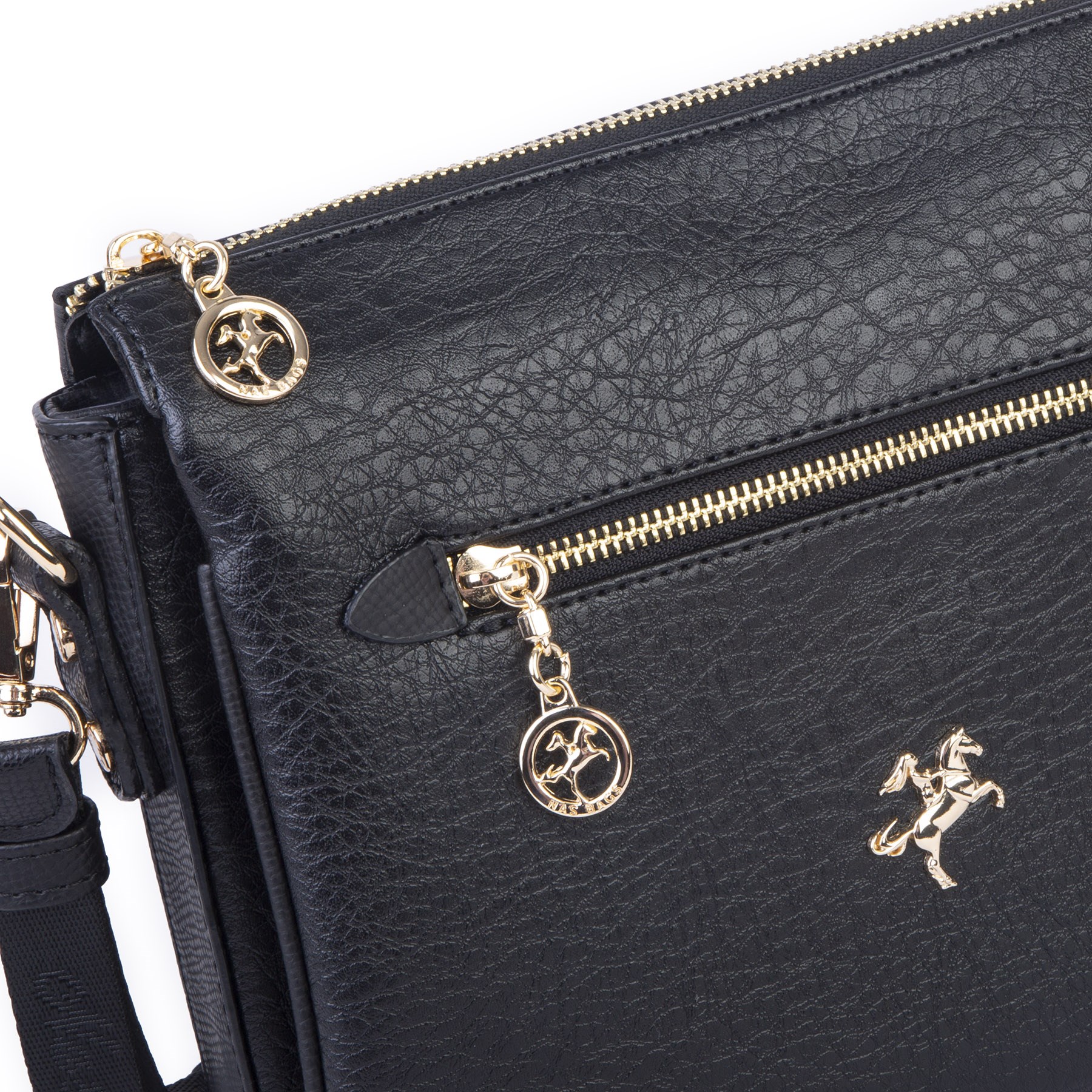 Nas Bag Kadın Çapraz Çanta Kalın Ayarlanabilir Askılı Çanta  (En: 26 cm,  Boy: 22 cm ) Siyah Victoria