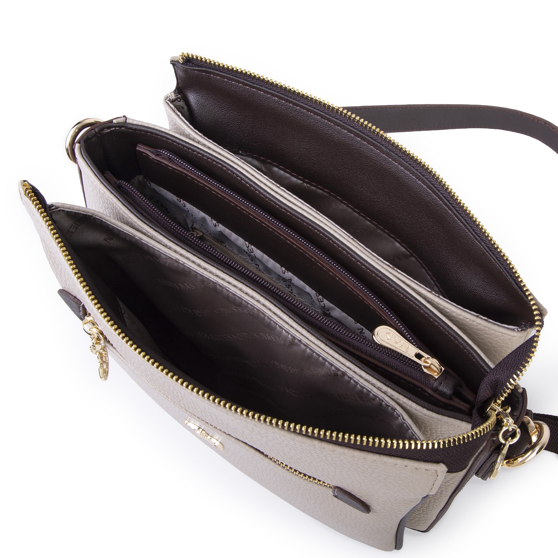 Nas Bag Kadın Çapraz Çanta Kalın Ayarlanabilir Askılı Çanta  (En: 26 cm,  Boy: 22 cm ) Kum Kahve Lopez