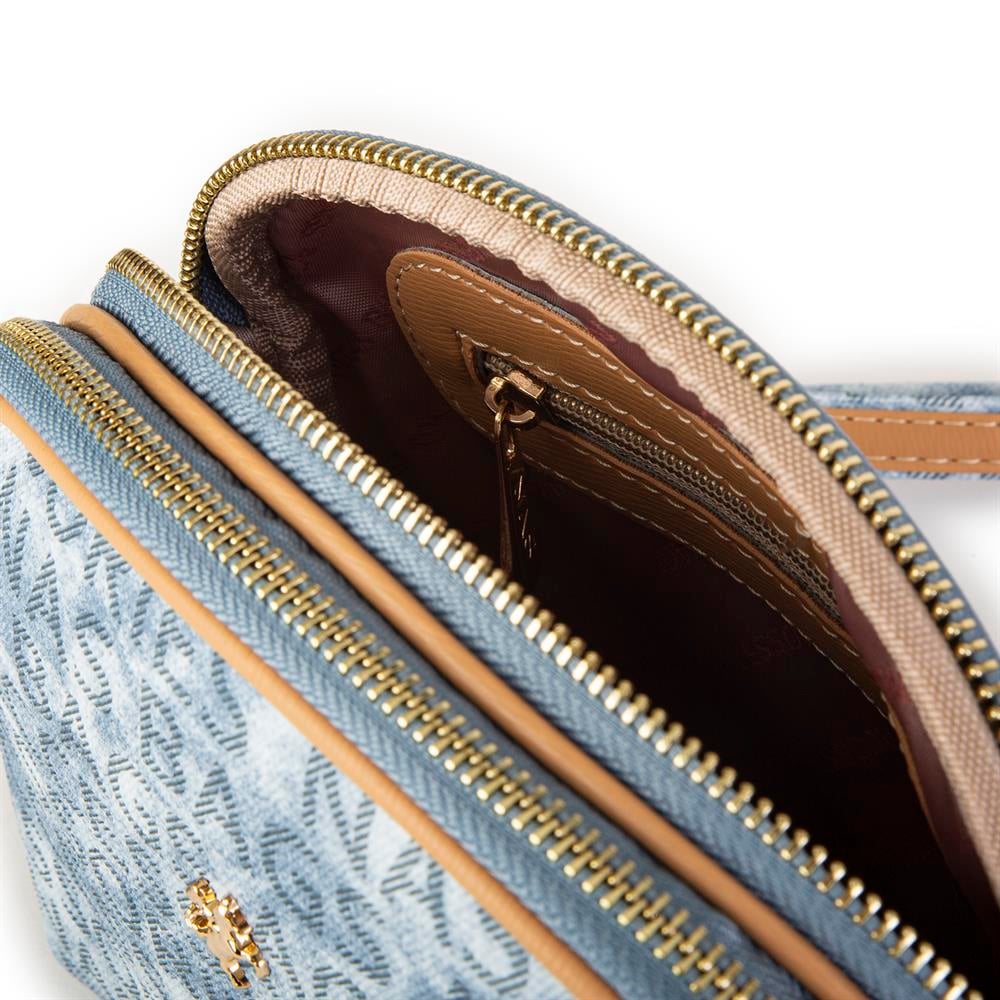Nas Bag Kadın Çapraz Çanta Kot Camel Yazılı