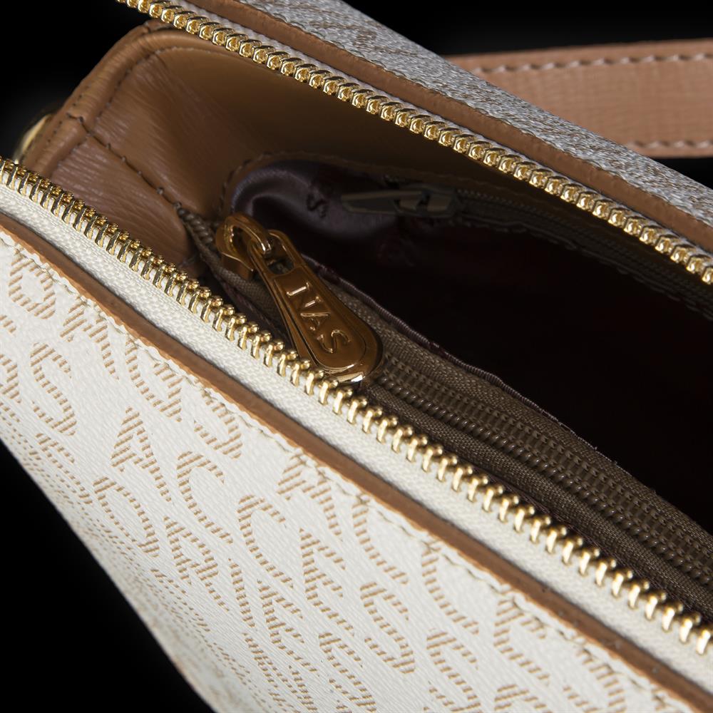 Nas Bag Kadın Çapraz Çanta Krem Camel Yazılı