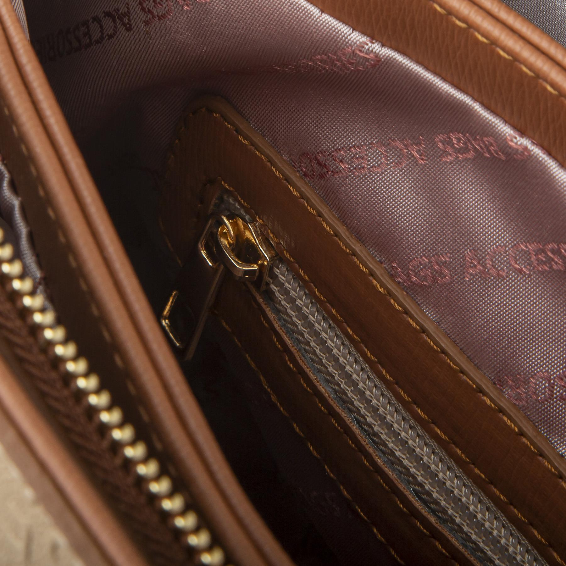 Nas Bag Kadın Çapraz Çanta Kum Taba  Gofraj