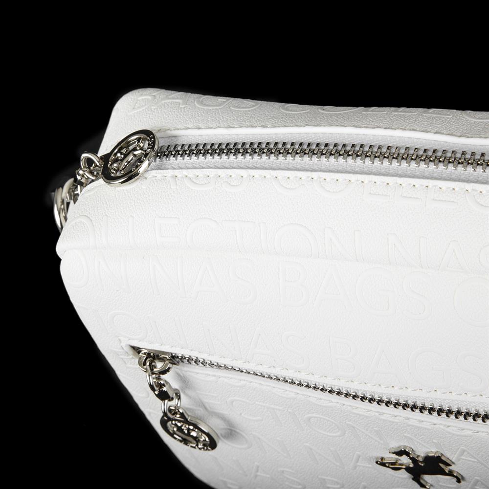 Nas Bag Kadın Çapraz Çanta Mini Cüzdanlı Ayarlanabilir Askılı Beyaz  Gofraj