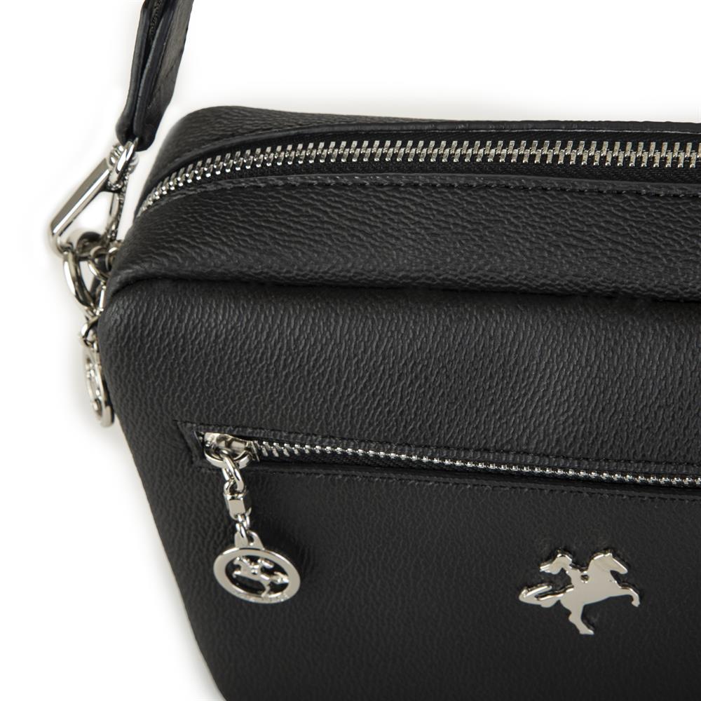Nas Bag Kadın Çapraz Çanta Mini Cüzdanlı Ayarlanabilir Askılı Siyah Mercan