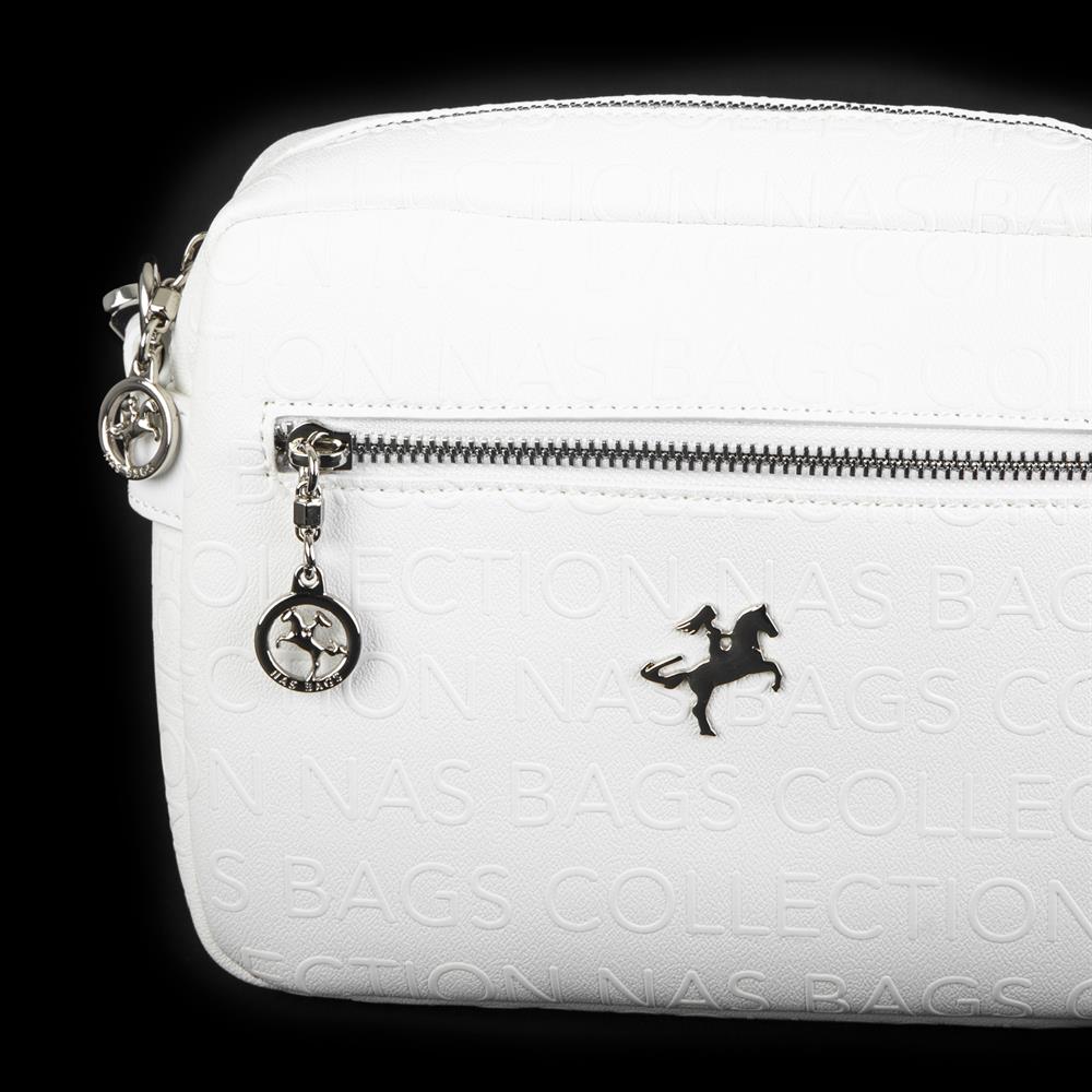 Nas Bag Kadın Çapraz Çanta Mini Cüzdanlı Ayarlanabilir Askılı Beyaz  Gofraj