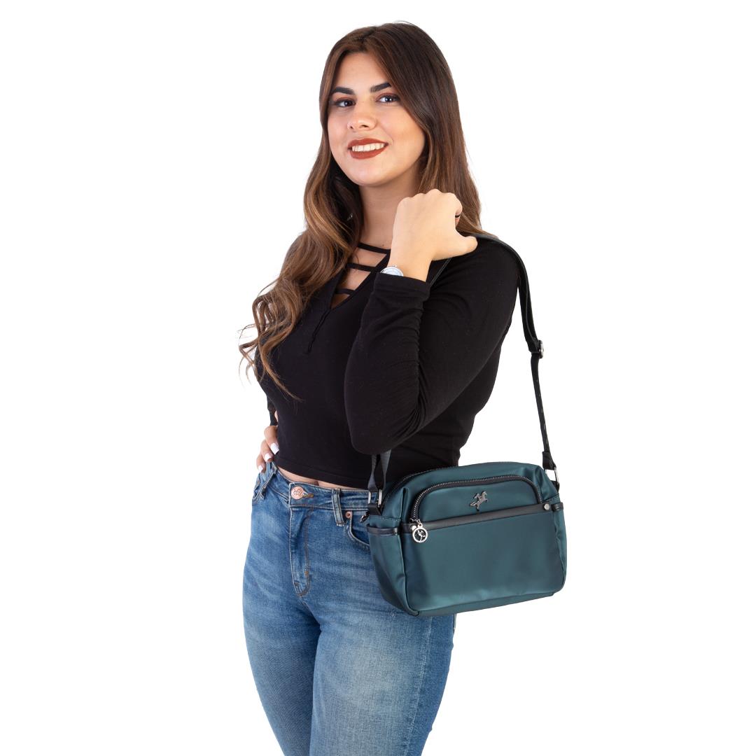 Nas Bag Kadın Çapraz Çanta Petrol Siyah Saten 