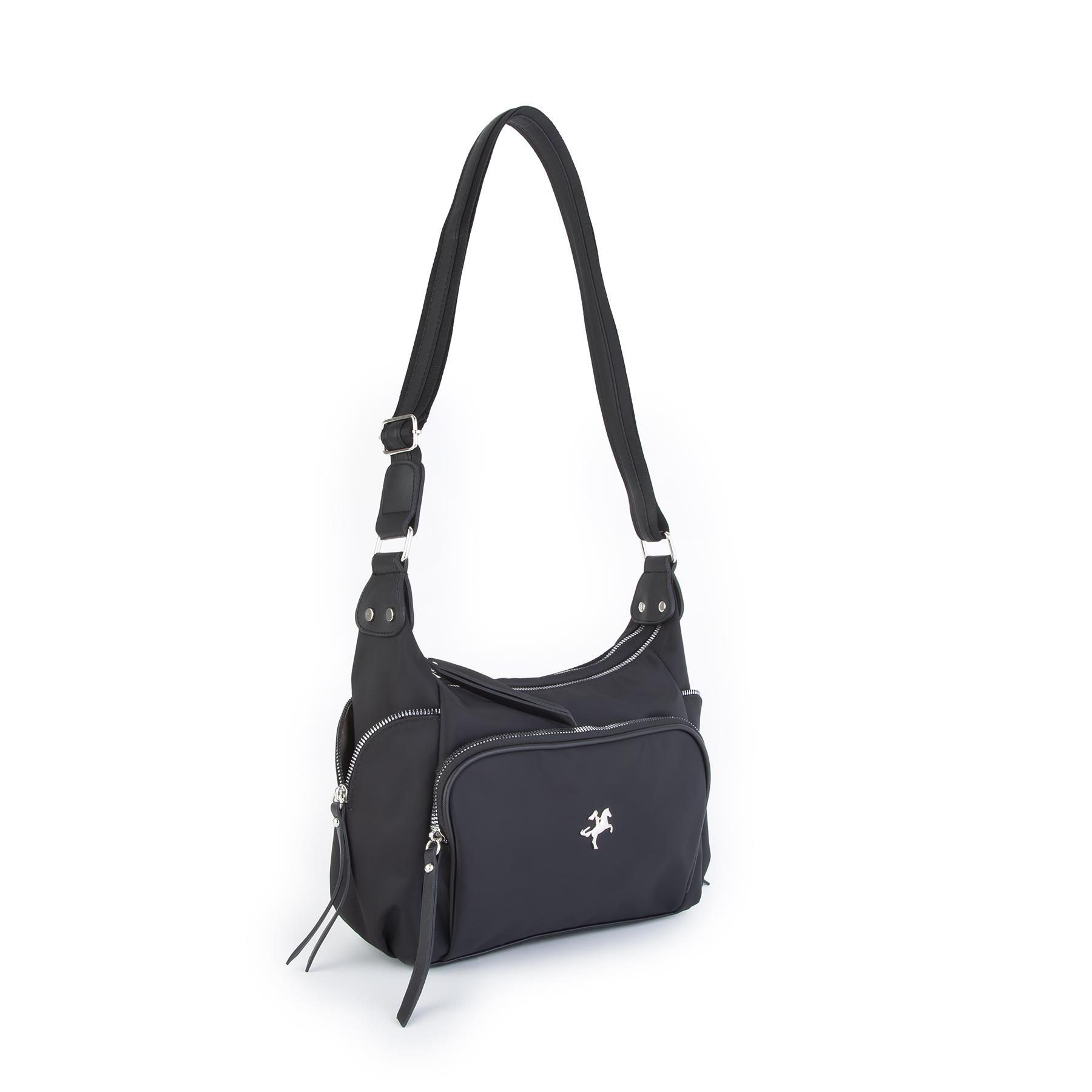 Nas Bag Kadın Çapraz Çanta Siyah  Saten ( 26x21x15 cm)