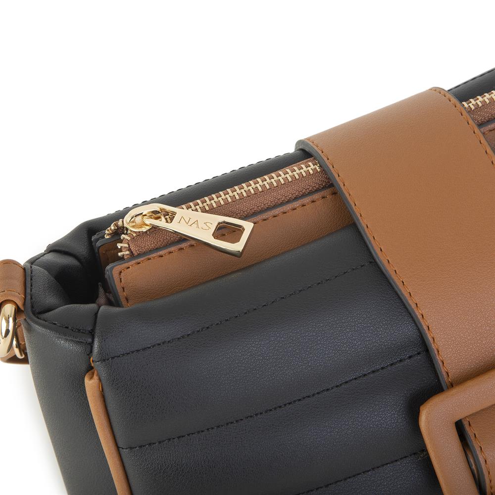 Nas Bag Kadın Çapraz Çanta Siyah Taba Dona