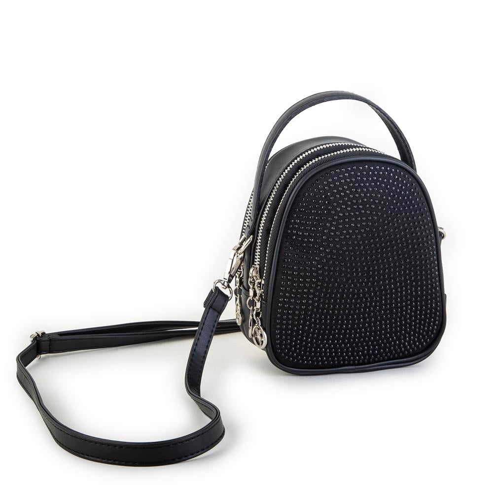 Nas Bag Mini Kadın Çapraz Çanta Siyah Taşlı