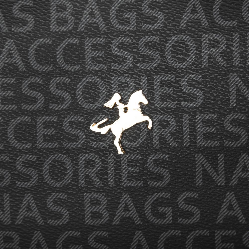 Nas Bag Kadın Çapraz Çanta Siyah Yazılı