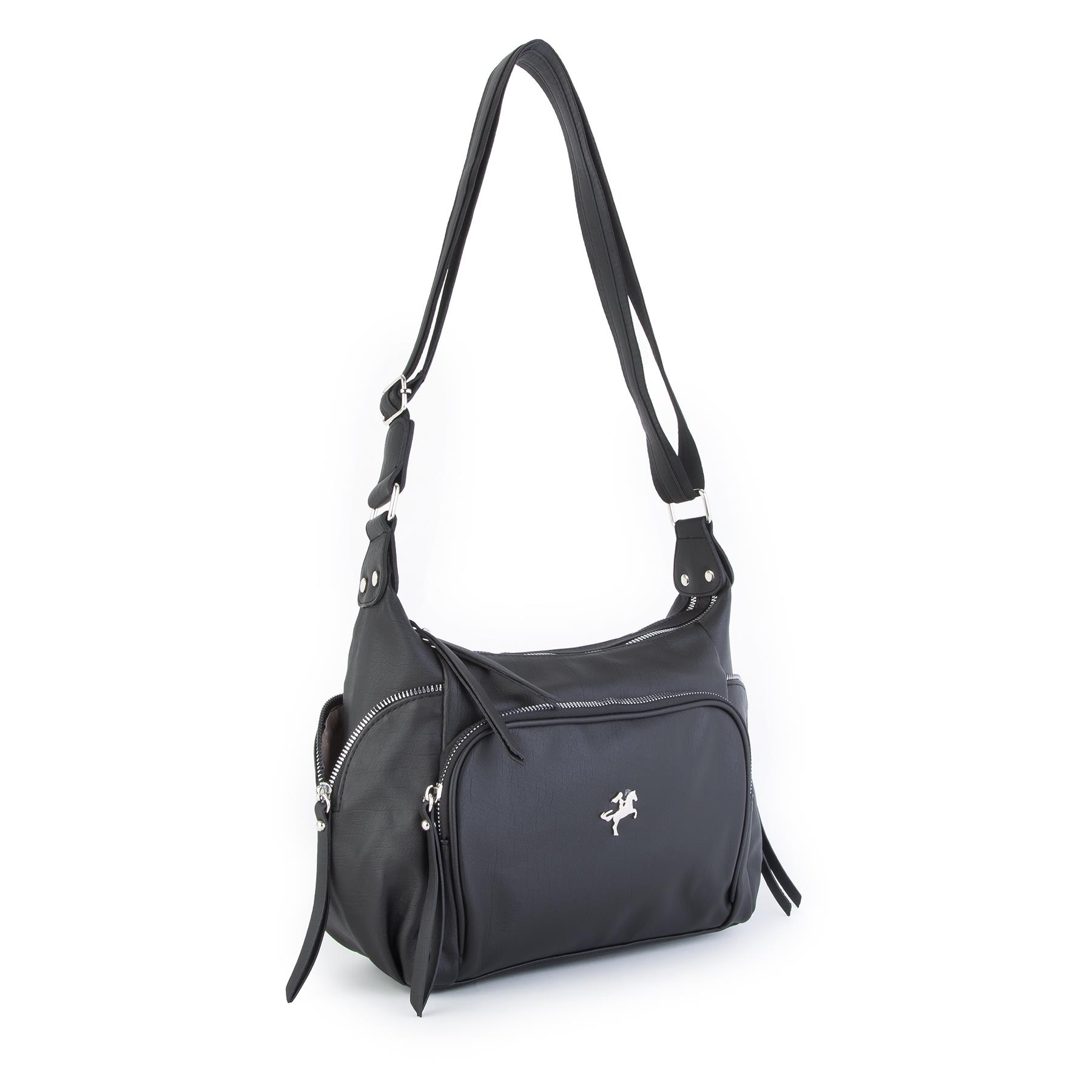 Nas Bag Kadın Çapraz Çanta Siyah Yıkamalı ( 26x21x15 cm)