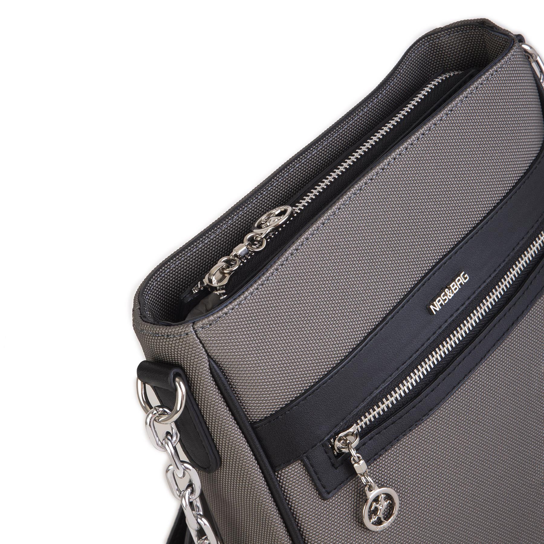 Nas Bag Kadın Çapraz Çanta Spor Ayarlanabilir Askılı Gri Siyah Lacst (ürün ölçüsü :24x24x7 cm)