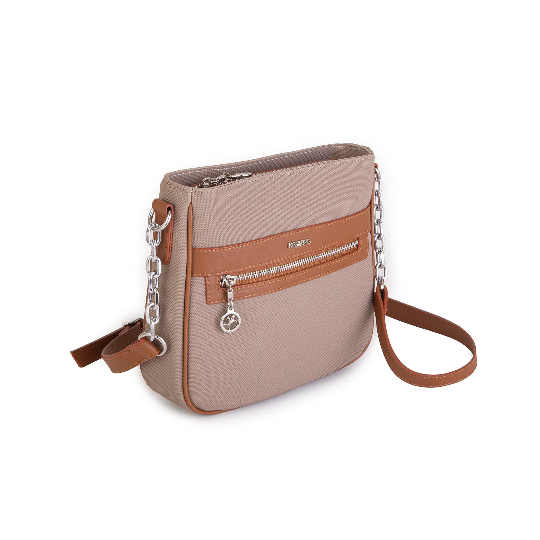 Nas Bag Kadın Çapraz Çanta Spor Ayarlanabilir Askılı  Kum Taba  Lacst  (ürün ölçüsü :24x24x7 cm)