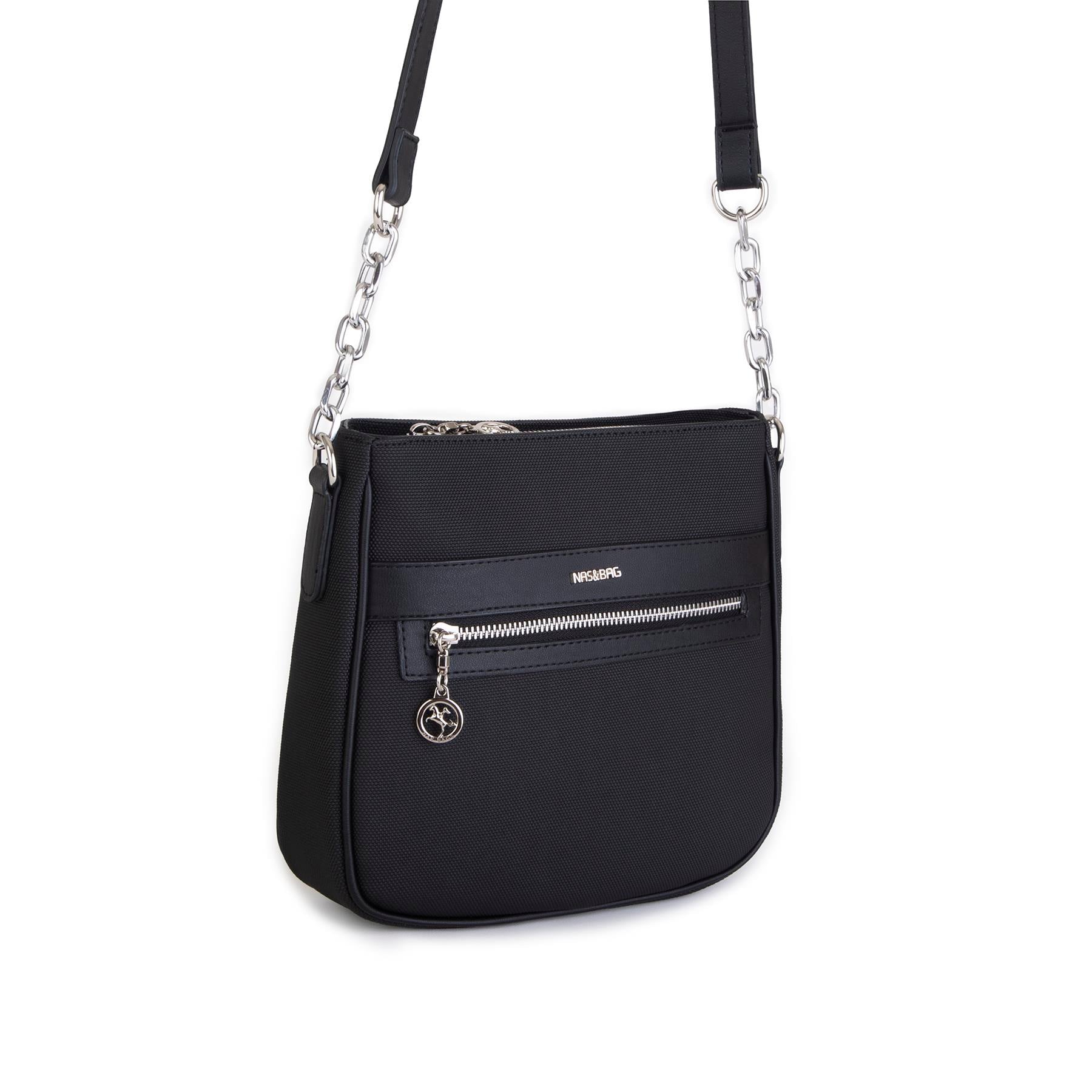 Nas Bag Kadın Çapraz Çanta Spor Ayarlanabilir Askılı  Siyah Lacst (ürün ölçüsü :24x24x7 cm)