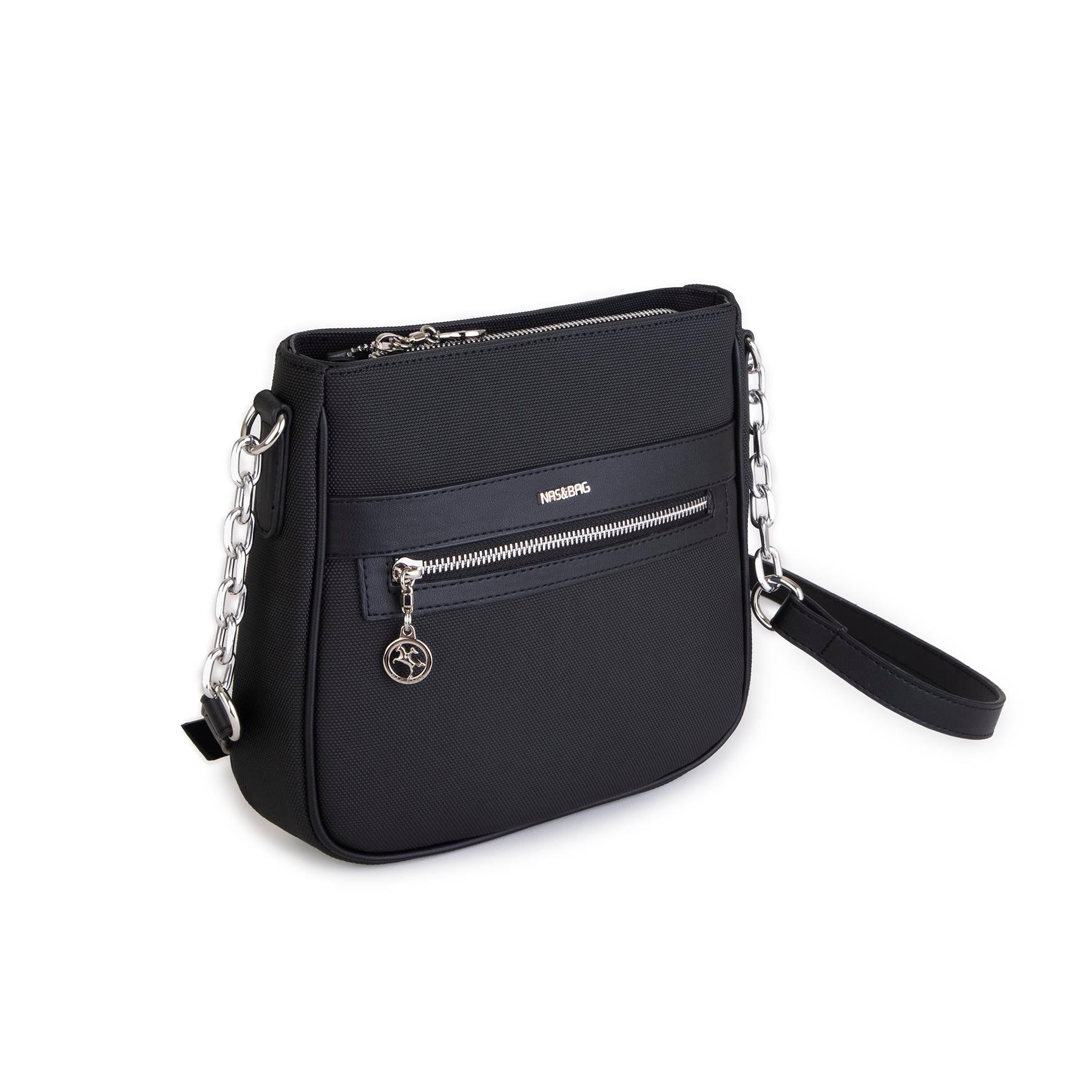 Nas Bag Kadın Çapraz Çanta Spor Ayarlanabilir Askılı  Siyah Lacst (ürün ölçüsü :24x24x7 cm)