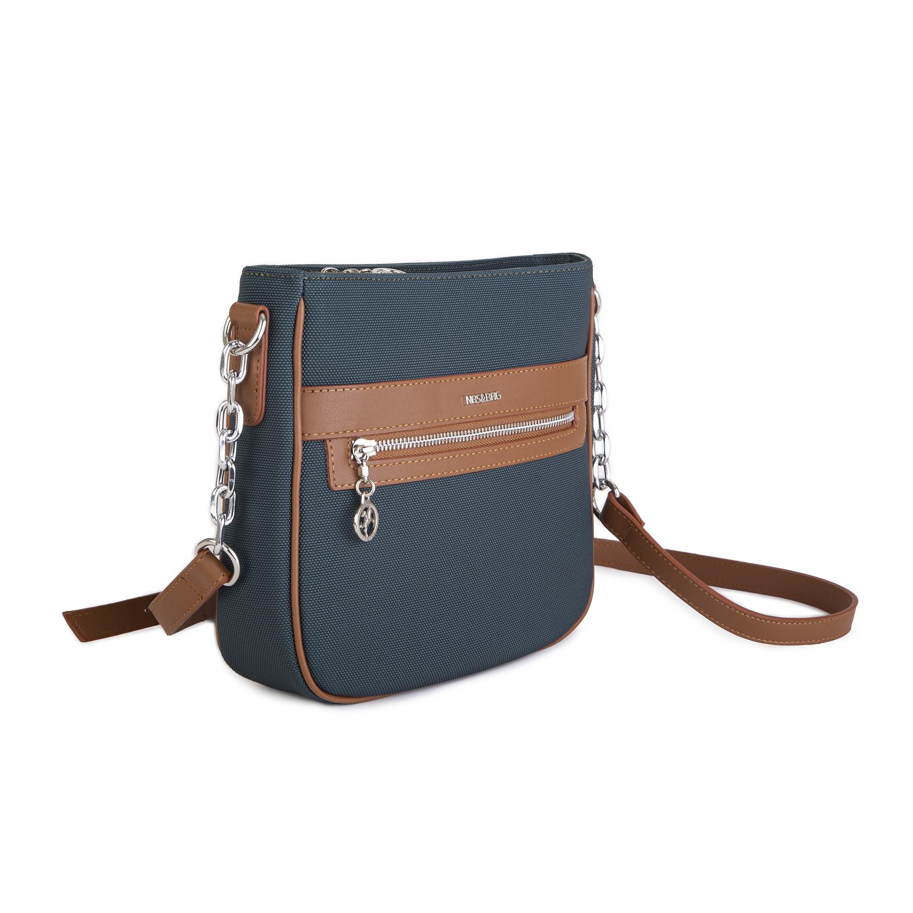 Nas Bag Kadın Çapraz Çanta Spor Ayarlanabilir Askılı  Petrol Taba Lacst  (ürün ölçüsü :24x24x7 cm)