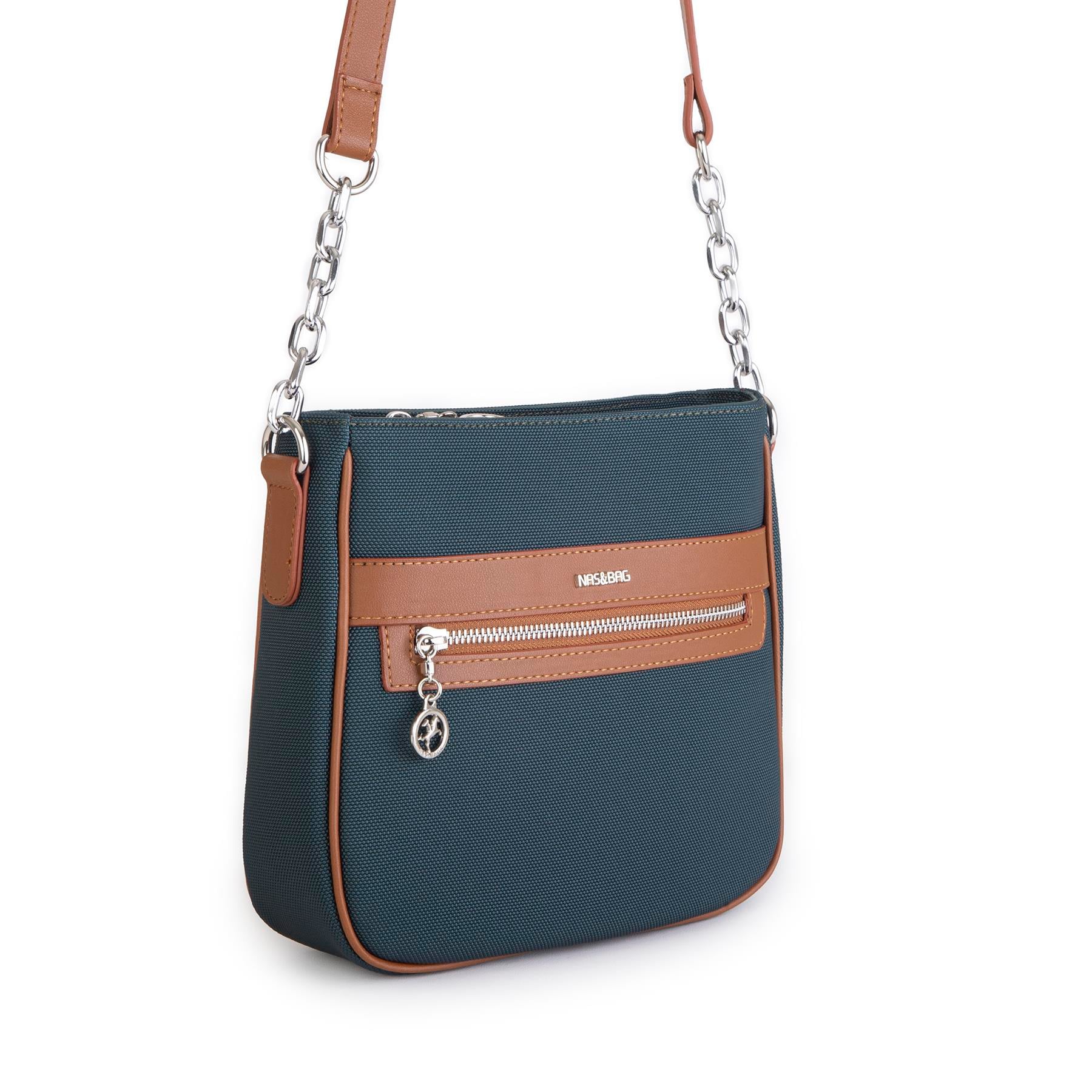 Nas Bag Kadın Çapraz Çanta Spor Ayarlanabilir Askılı  Petrol Taba Lacst  (ürün ölçüsü :24x24x7 cm)
