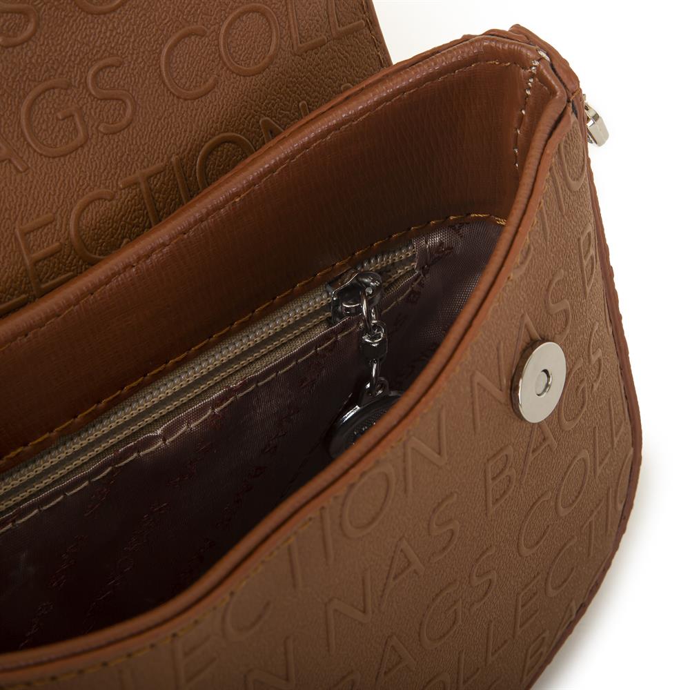 Nas Bag Kadın Çapraz Çanta Taba Gofraj