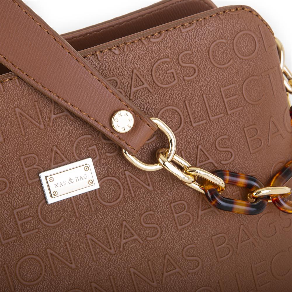 Nas Bag Kadın Çapraz Çanta Taba Gofraj
