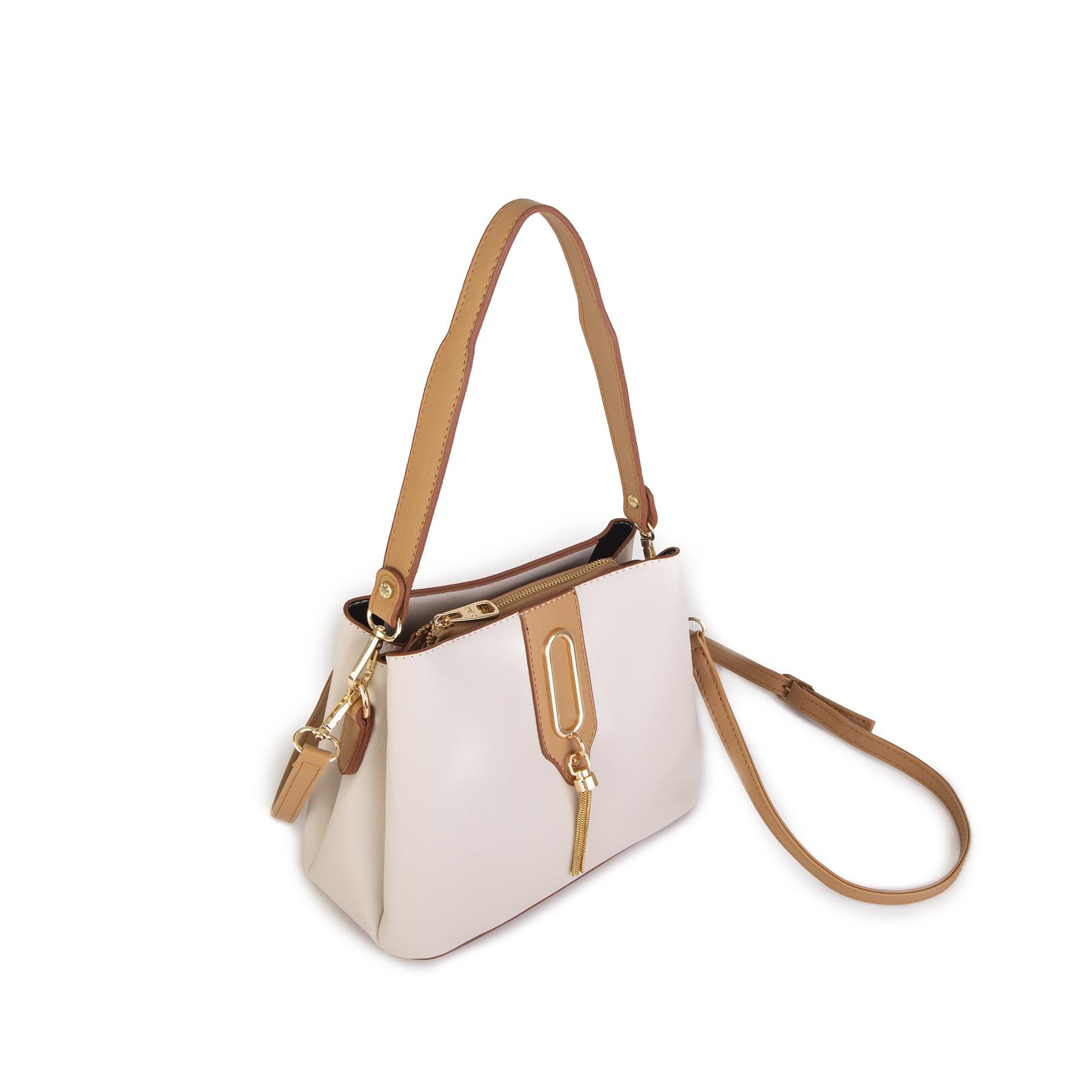 Nas Bag Kadın Çapraz Çanta ve Omuz Çantası Krem Camel Ela