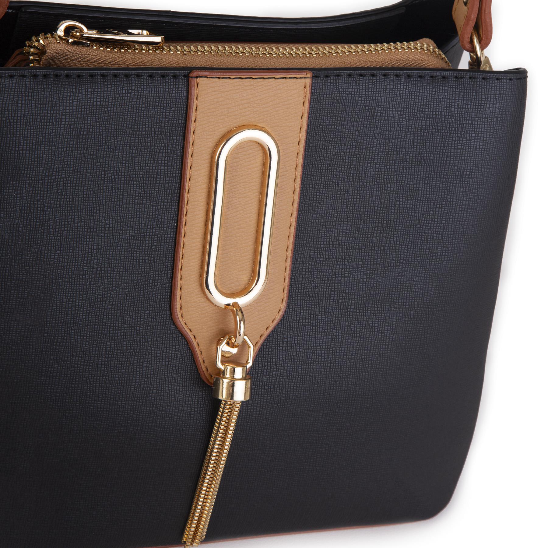Nas Bag Kadın Çapraz Çanta ve Omuz Çantası Siyah  Camel Ela