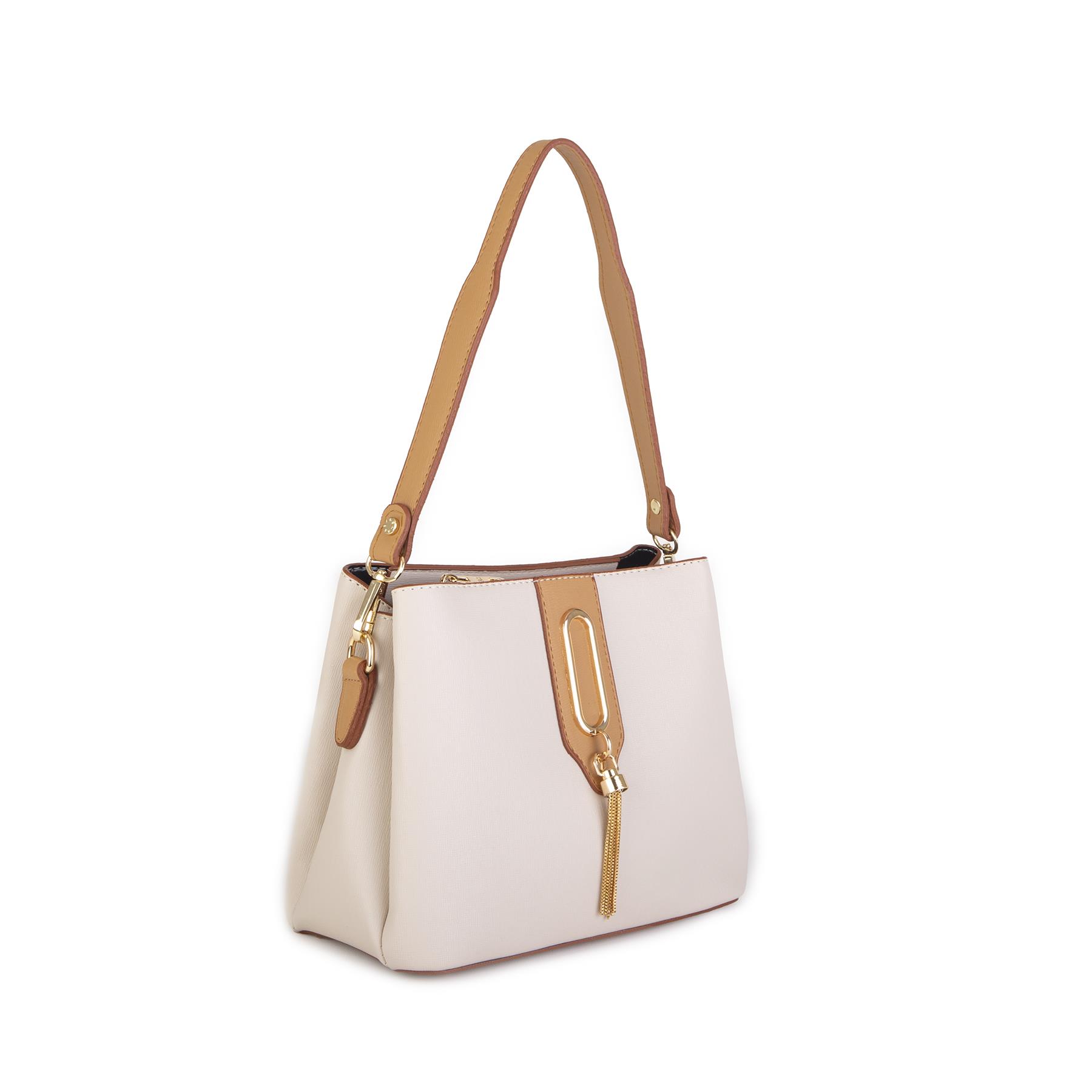 Nas Bag Kadın Çapraz Çanta ve Omuz Çantası Krem Camel Ela